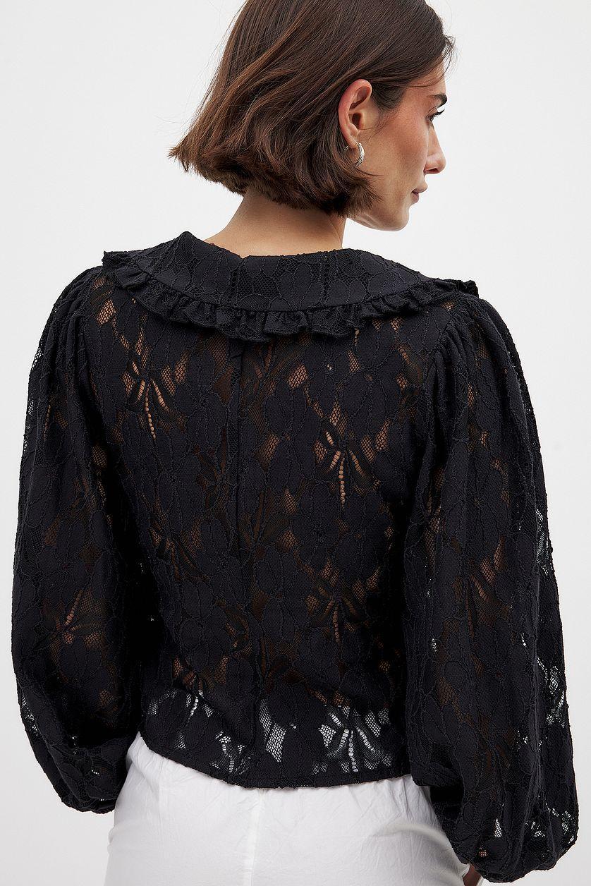 Balloon Sleeve Collar Blouse Product Image