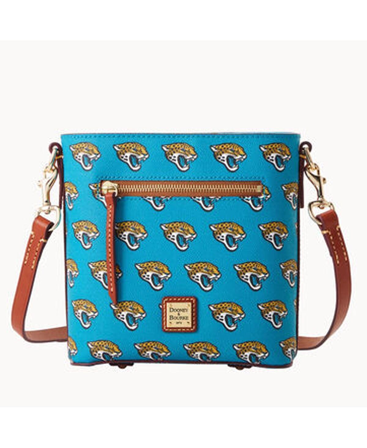 Dooney & Bourke Womens NFL Jaguars Small Zip Crossbody Coated Cotton Shoulder Bag in Turquoise Product Image