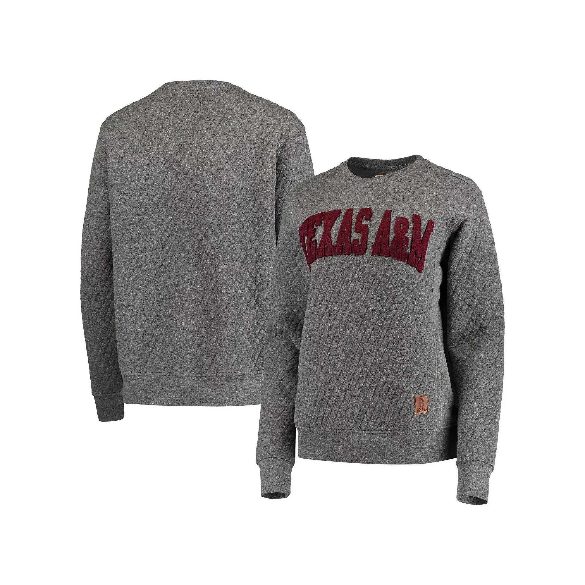 Women's Pressbox Heather Charcoal Texas A&M Aggies Moose Quilted Pullover Sweatshirt, Size: Medium, Grey Product Image