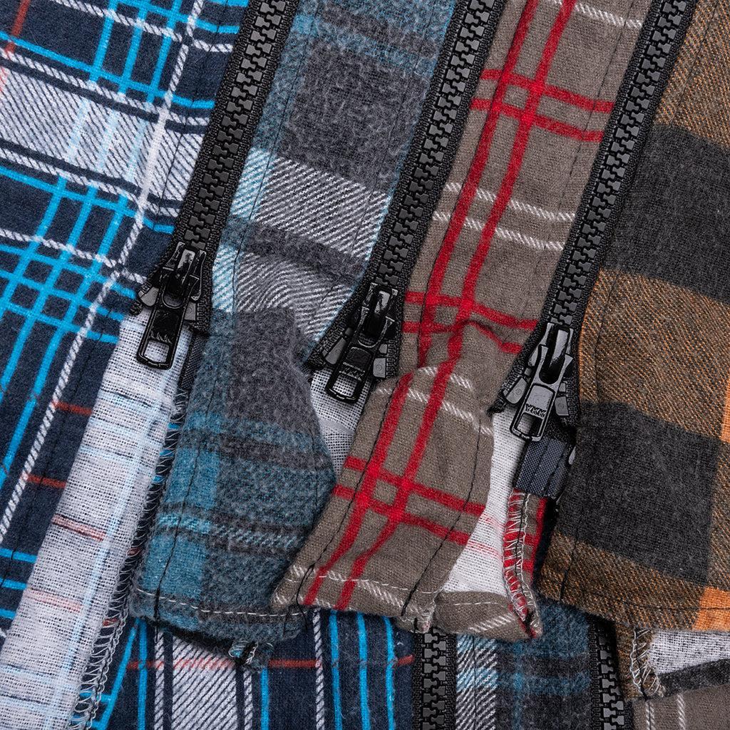 7 Cuts Zipped Wide Flannel Shirt - Assorted Male Product Image