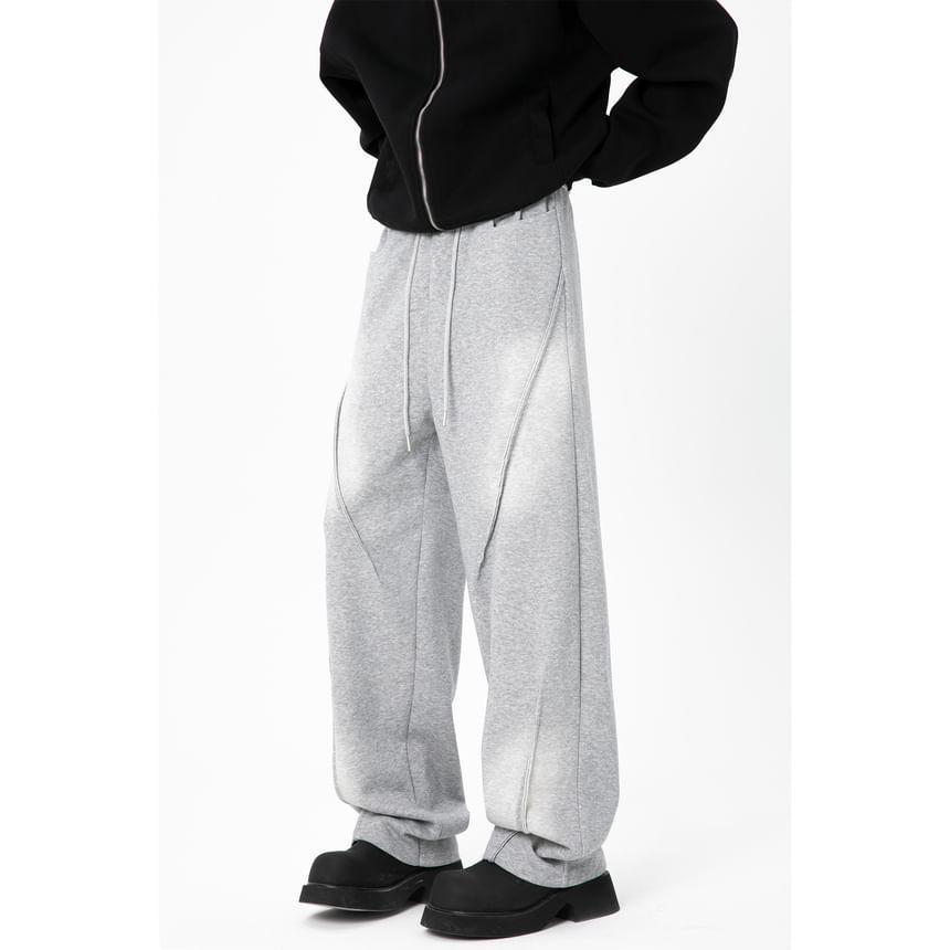 Drawstring Waist Washed Straight Leg Sweatpants Product Image