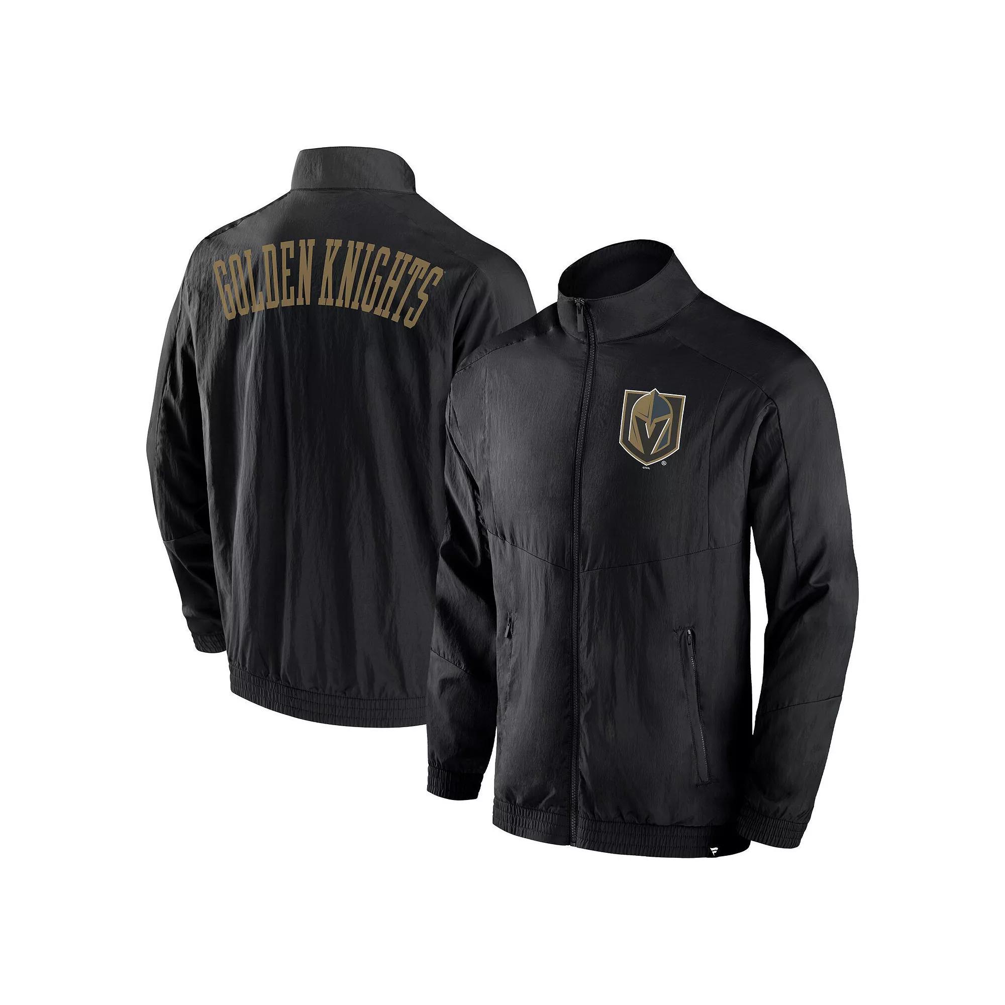 Men's Fanatics Black Vegas Golden Knights Step Up Crinkle Raglan Full-Zip Windbreaker Jacket, Size: XL, Lvk Black Product Image
