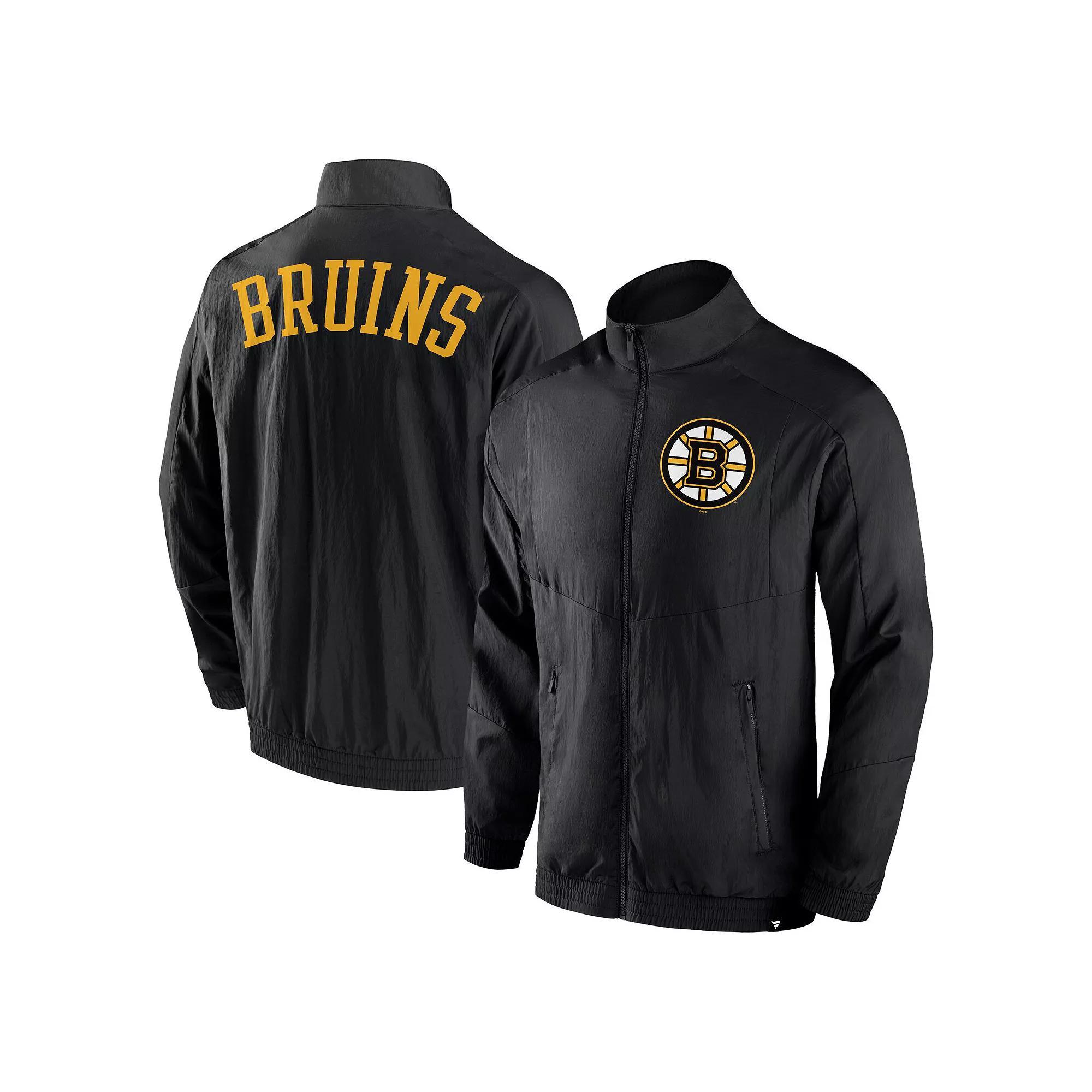 Men's Fanatics Black Boston Bruins Step Up Crinkle Raglan Full-Zip Windbreaker Jacket, Size: Large Product Image