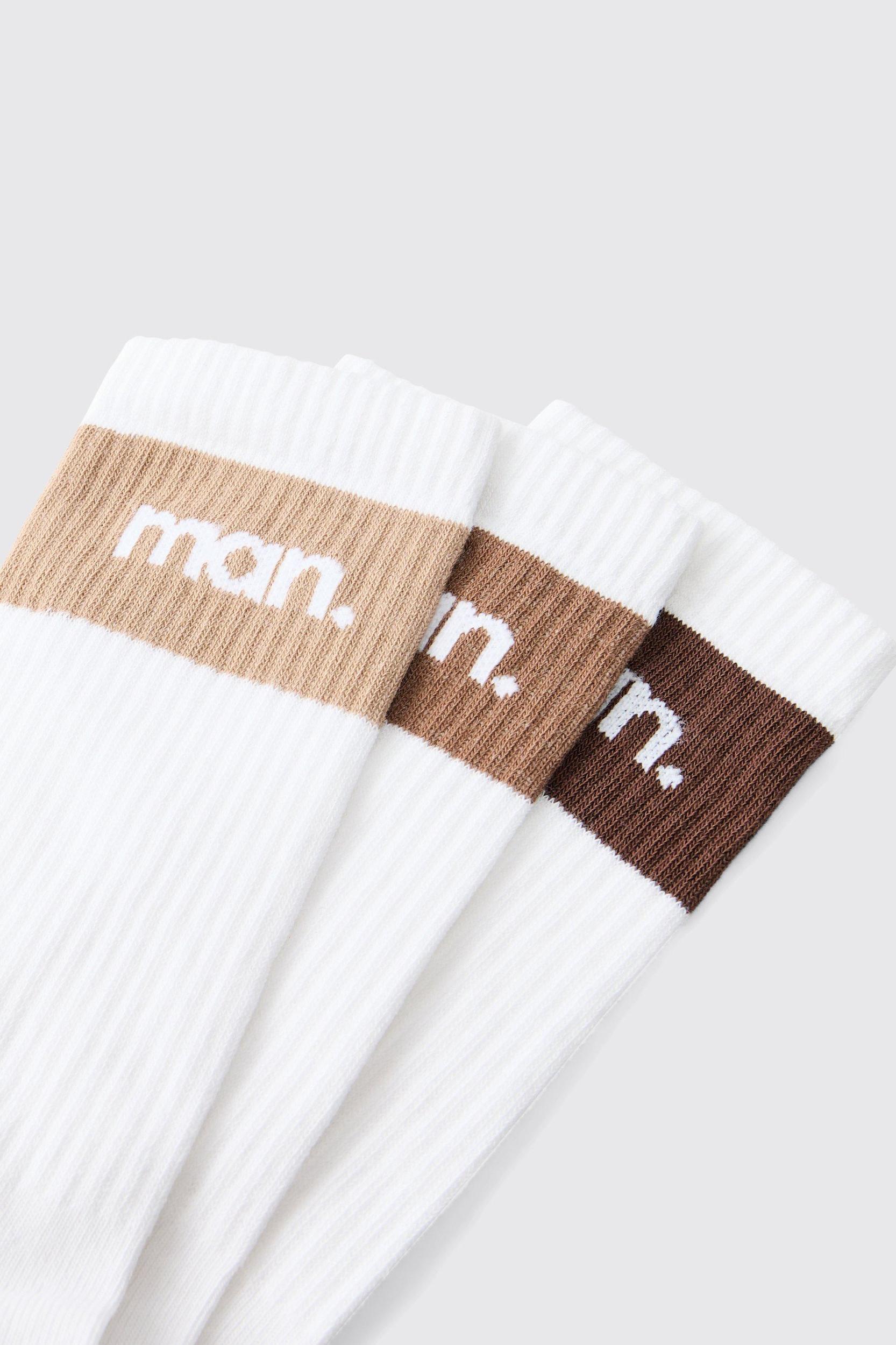3 Pack Stripe MAN Graphic Sport Sock | boohooMAN USA Product Image