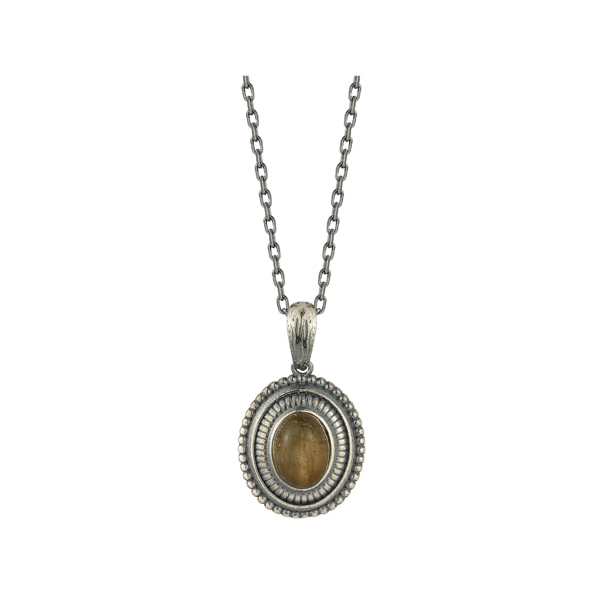 Sunkissed Sterling Oxidized Sterling Silver Oval Stone Necklace, Women's, Size: 18", Silver Tone Labradorit Product Image