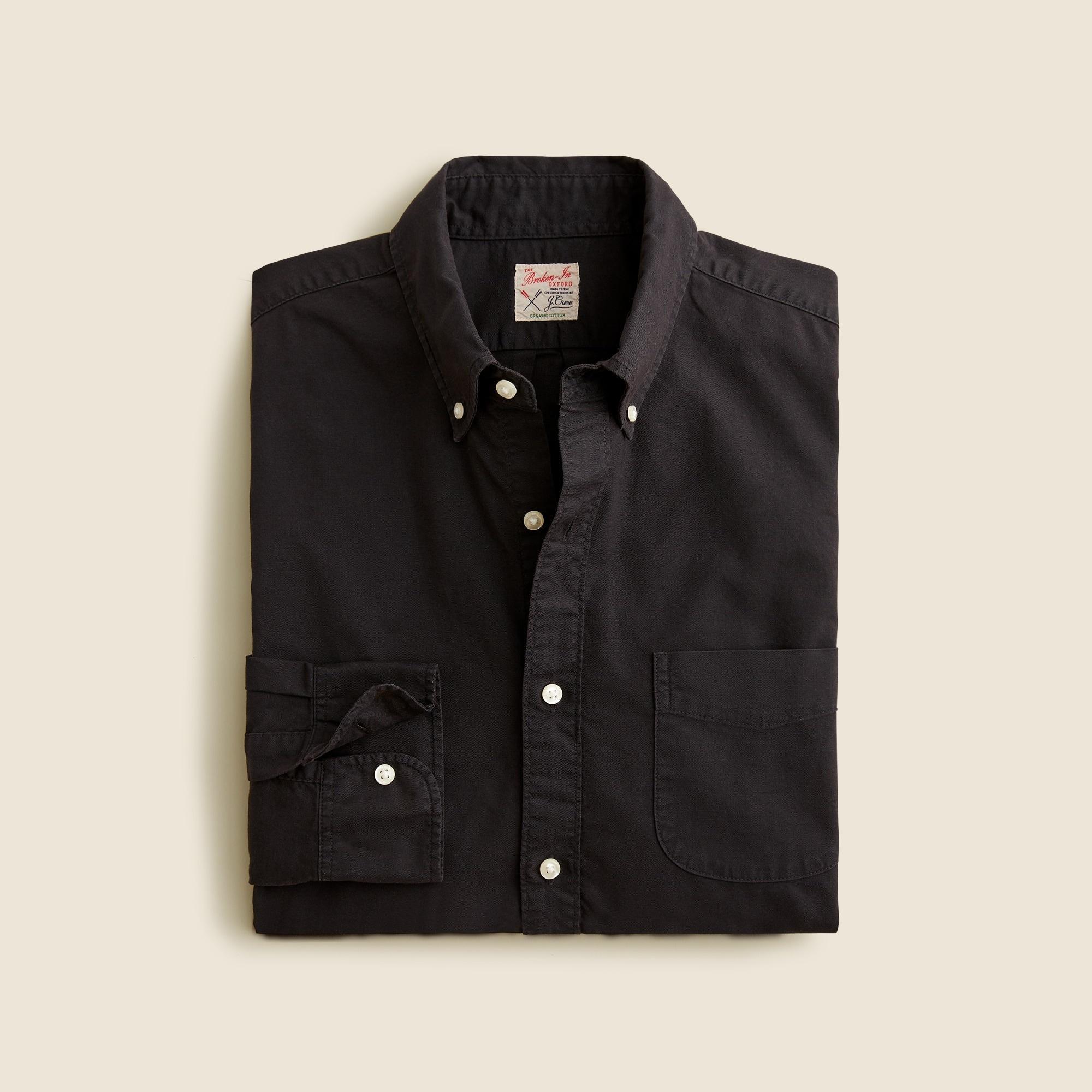 Slim Broken-in garment-dyed organic cotton oxford shirt Product Image
