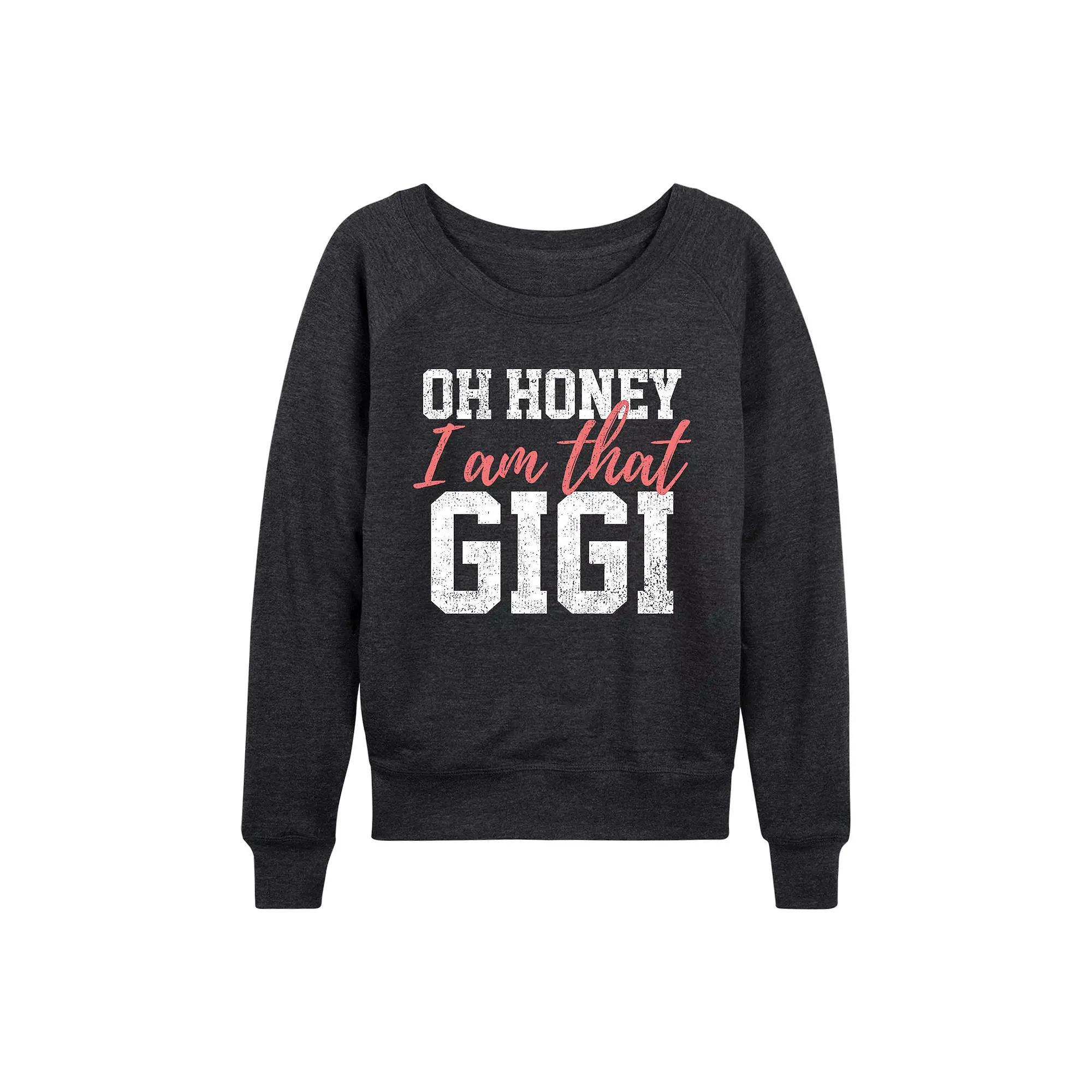 Womens Oh Honey I Am That Gigi French Terry Long Sleeve Tee, Girls Heather Grey Product Image