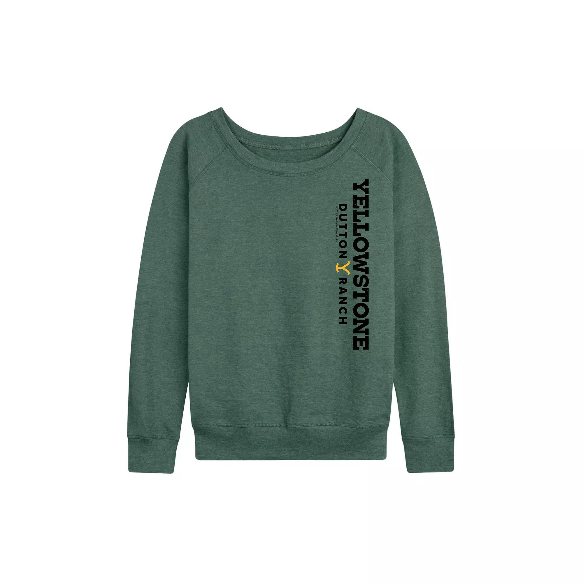 Womens Yellowstone Dutton Ranch French Terry Long Sleeve Tee, Girls Brown Product Image