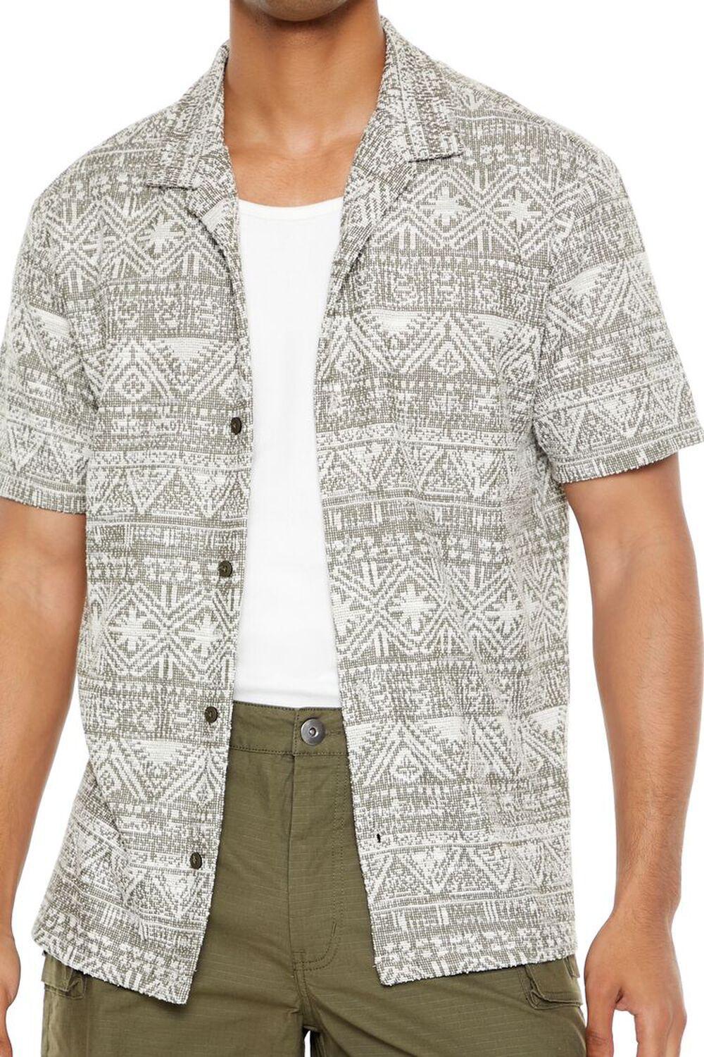 Geo Print Cuban-Collar Shirt | Forever 21 Product Image