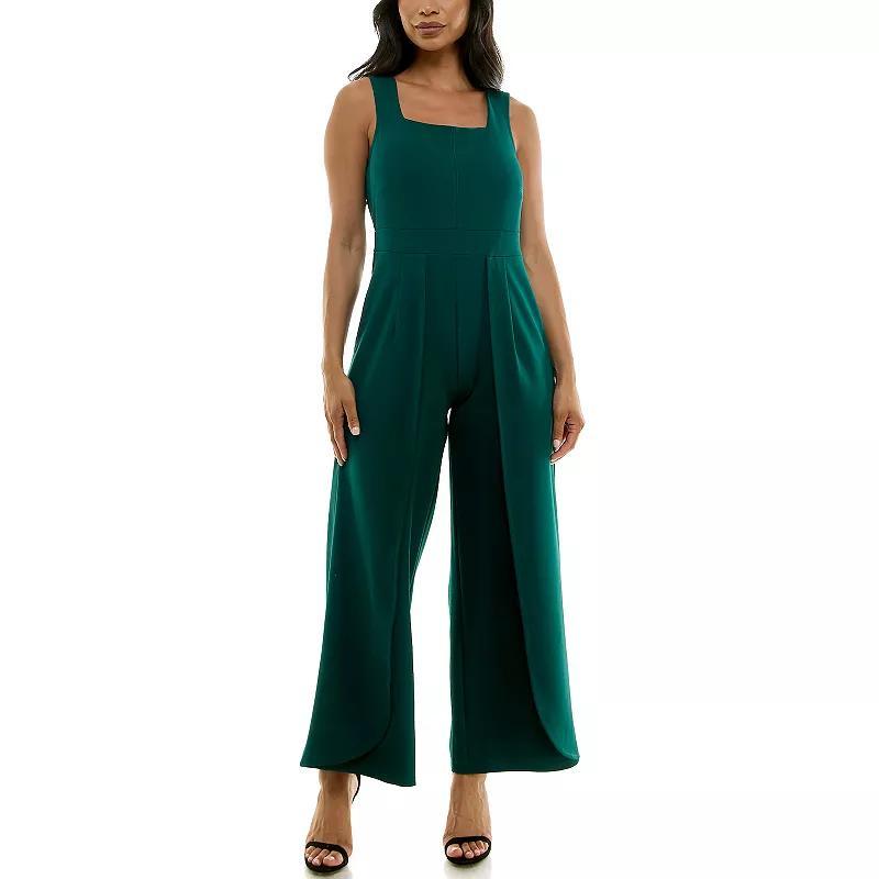 Women's Nina Leonard Squareneck Wide-Leg Jumpsuit, Size: Large, Raisin Product Image