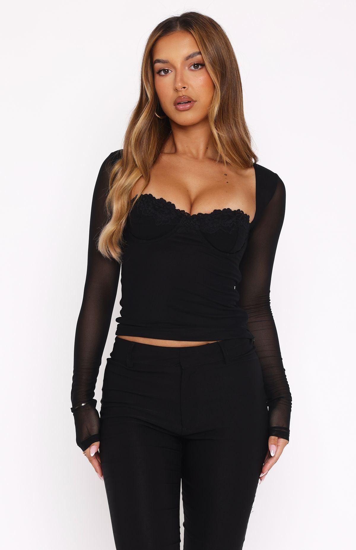 Show Me Your Love Long Sleeve Top Black Product Image