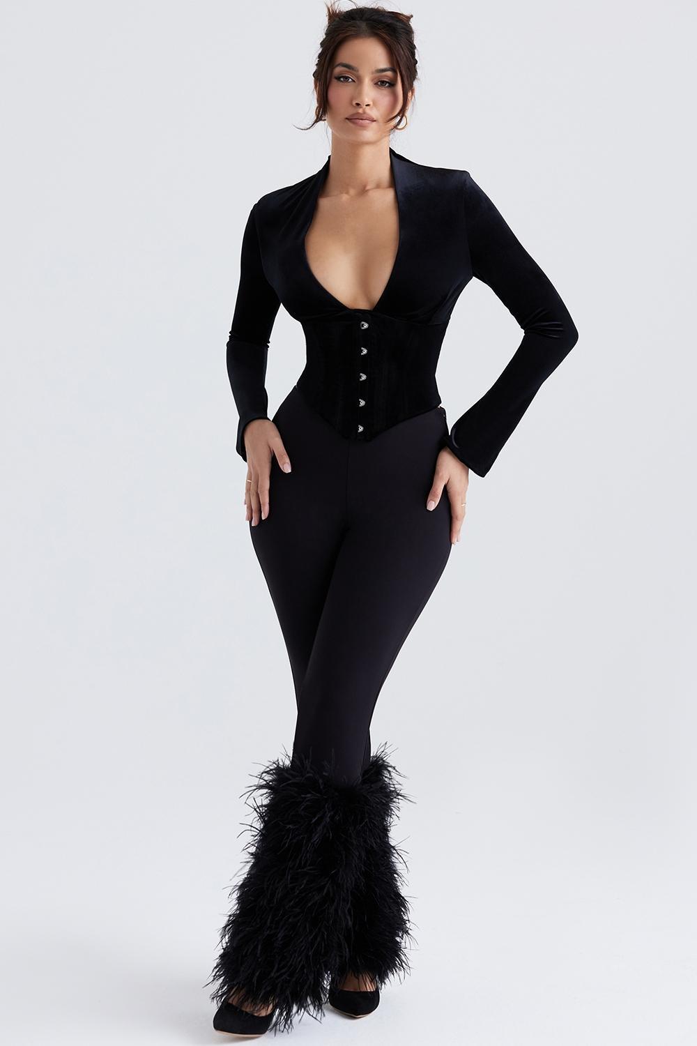 Nicolette  black trimmed trousers Product Image