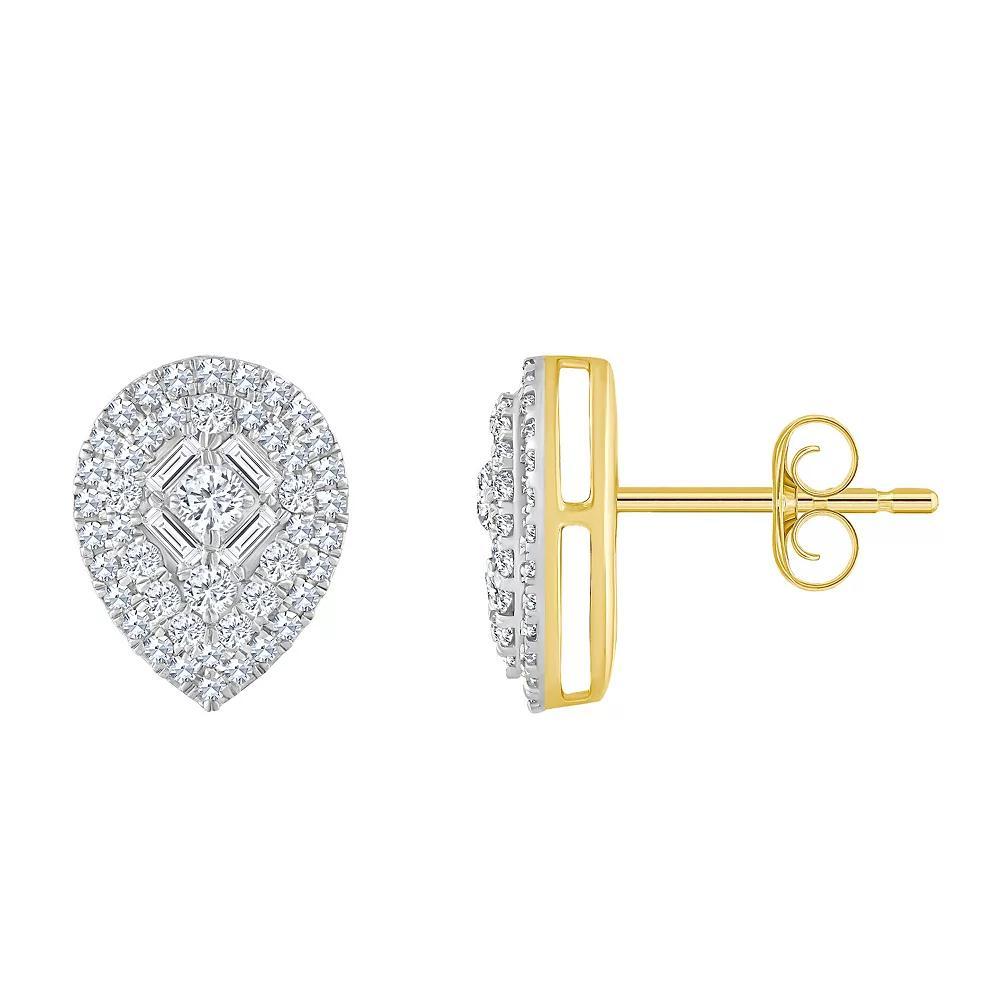 Celebration Gems 14k Gold 1/2 Carat T.W. Diamond Pear Shape Cluster Earrings, Women's, 14k White Gold Product Image