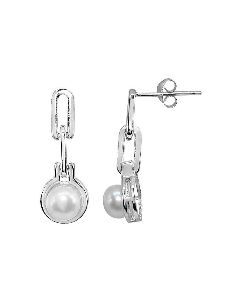 Aleure Precioso Sterling Silver Freshwater Cultured Pearl Doorknocker Drop Earrings, Women's, Silver Tone Product Image