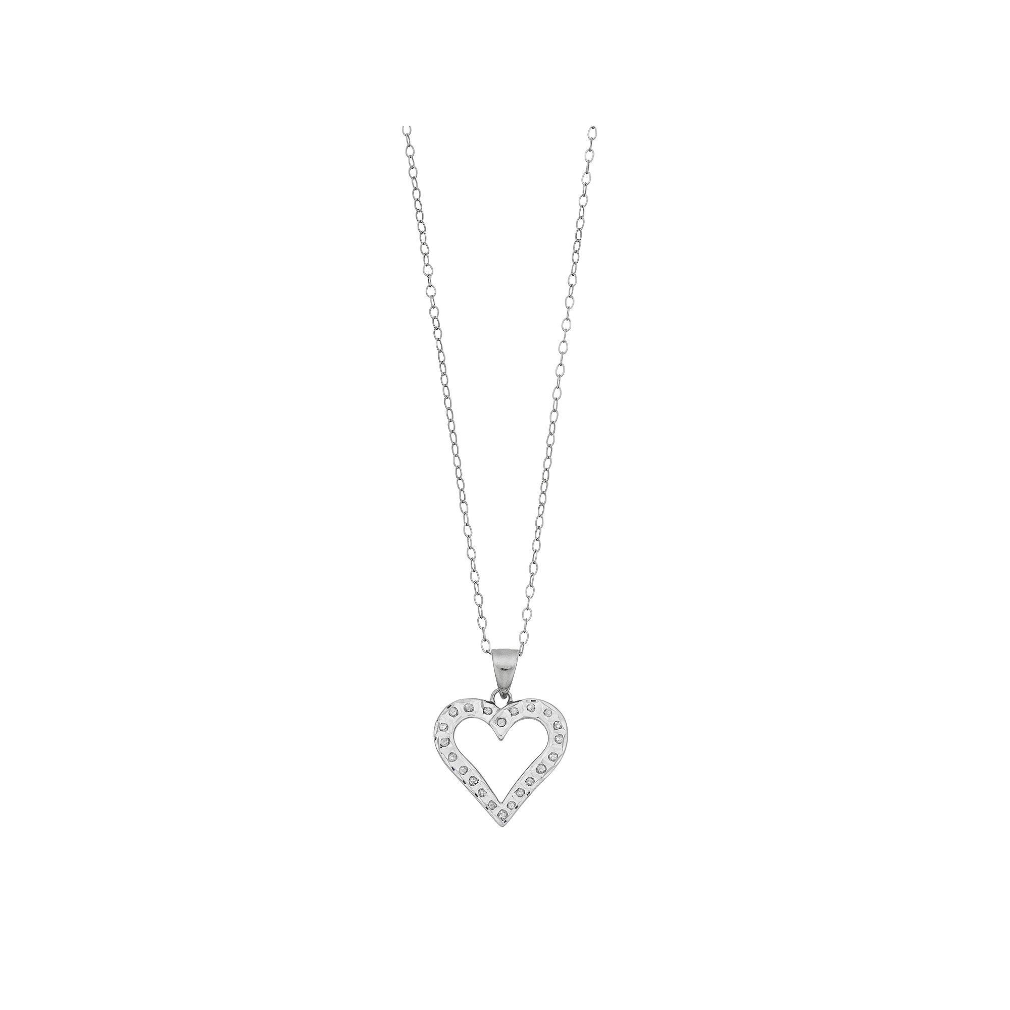 Diamond Mystique Sterling Silver Heart Pendant Necklace, Women's, Size: 18", White Over Silver Product Image