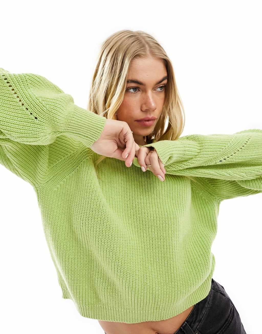 ASOS DESIGN plated sweater with balloon sleeve Product Image