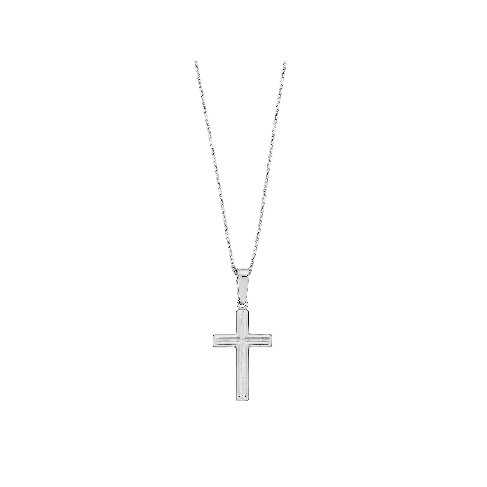 Sterling Silver Textured Cross Pendant Necklace, Women's, Size: 18" Product Image