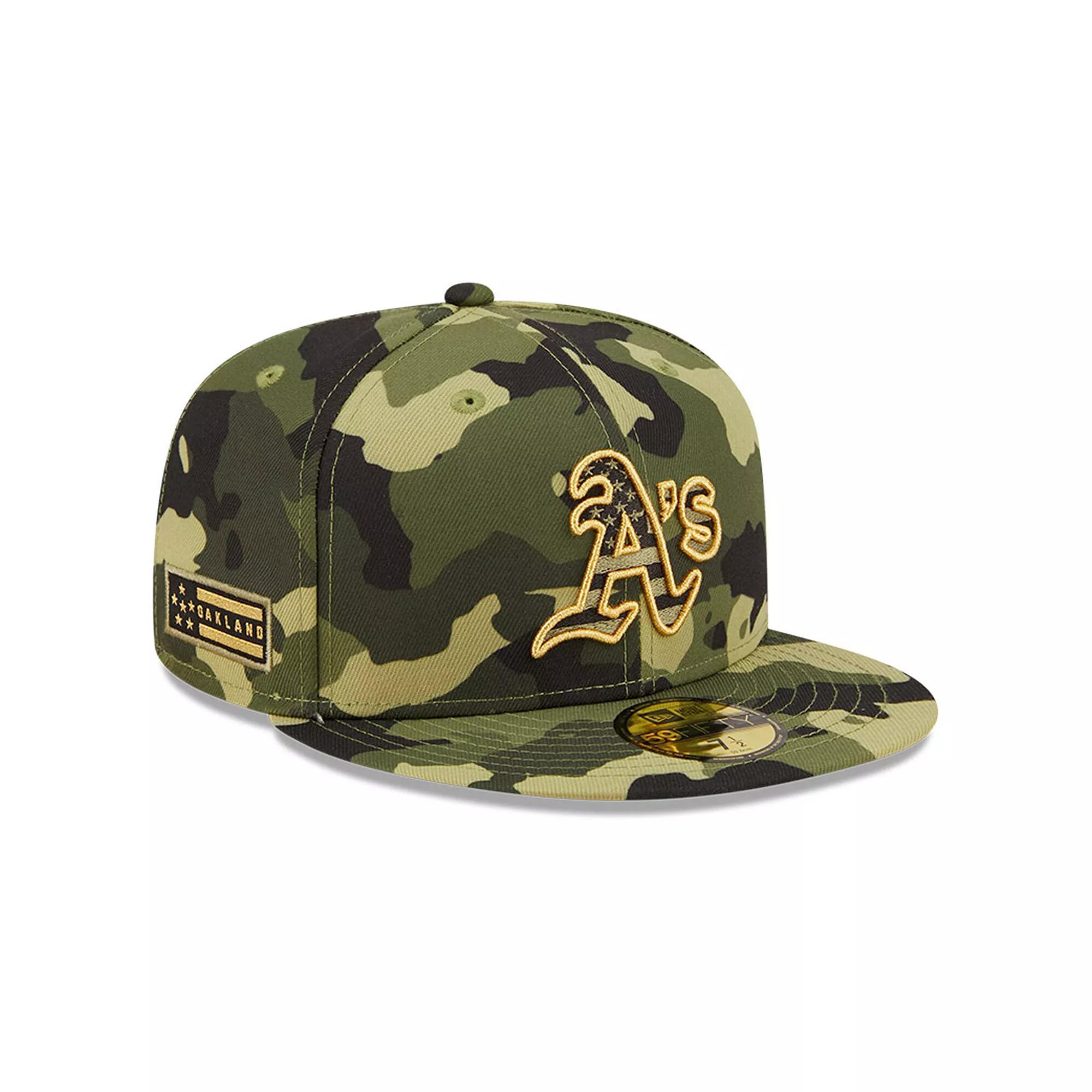 Men's New Era Camo Oakland Athletics 2022 Armed Forces Day On-Field 59FIFTY Fitted Hat, Size: 7, Green Product Image
