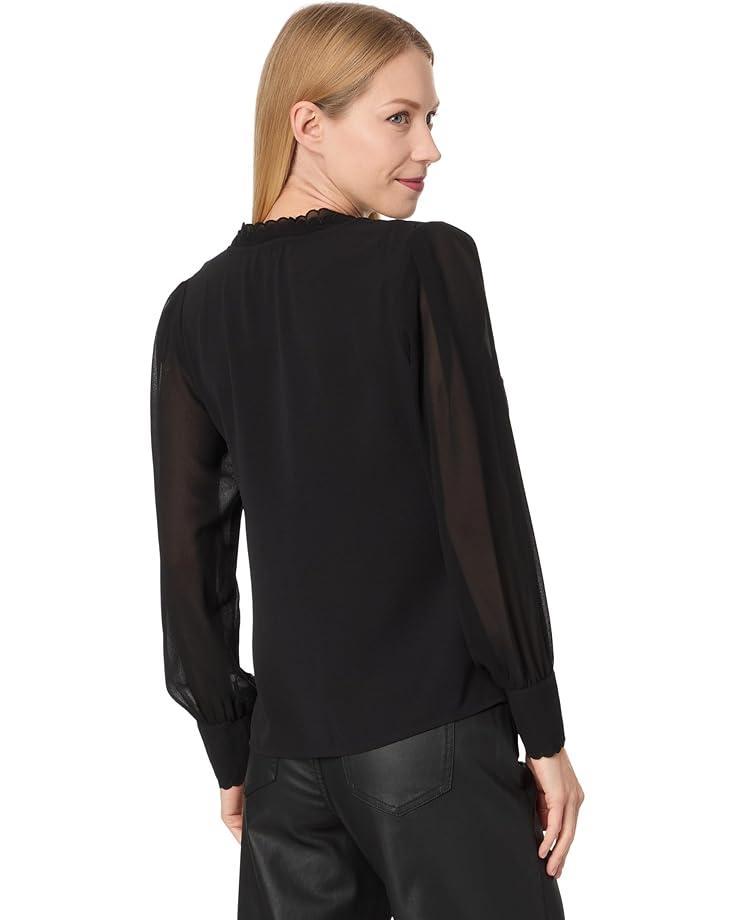 Elbow Sleeve Open Collar Blouse Product Image