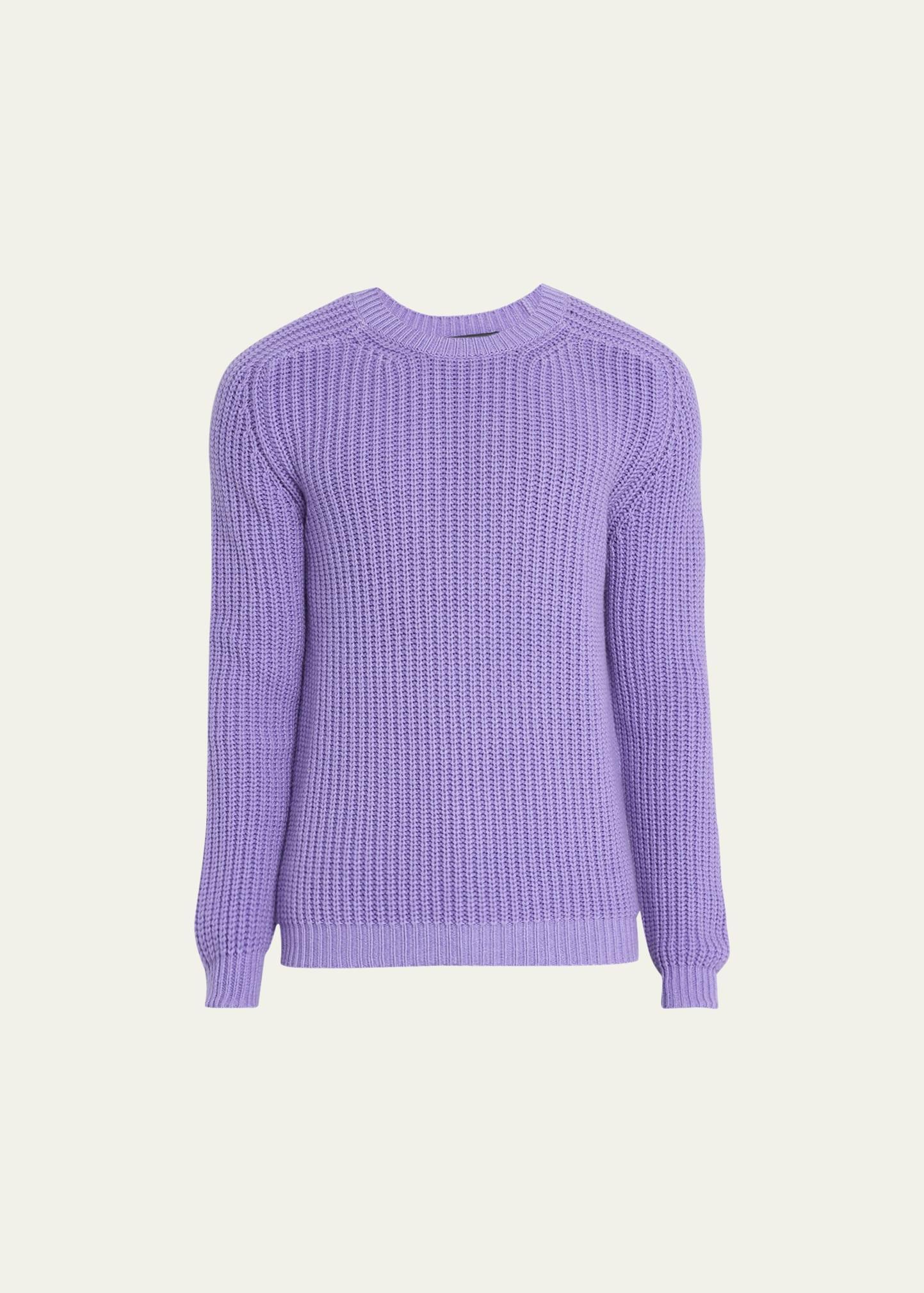 Mens Stonewashed Cashmere Ribbed Crewneck Sweater Product Image