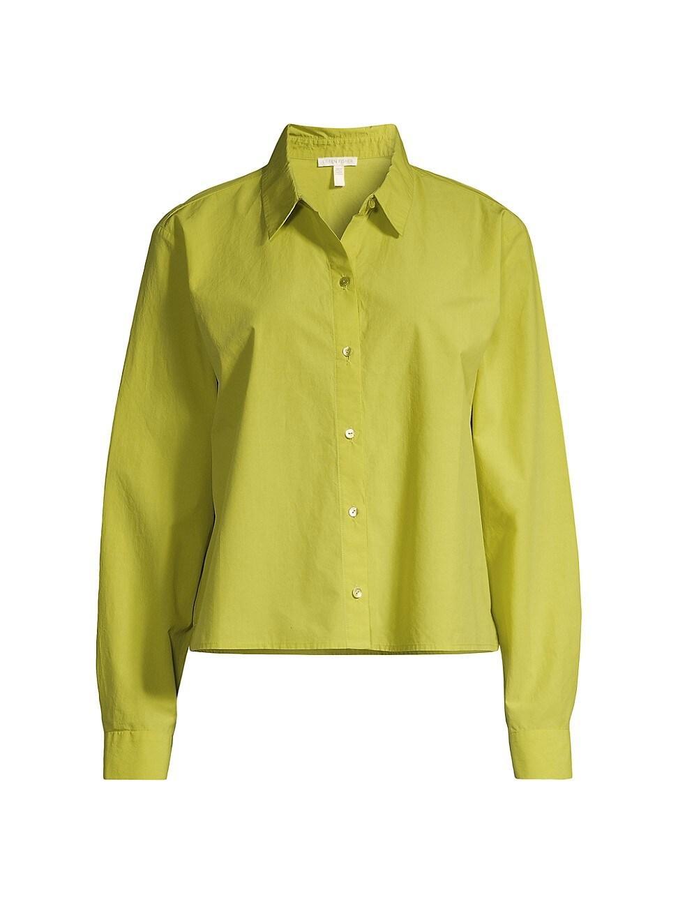 Womens Button-Up Crop Shirt Product Image