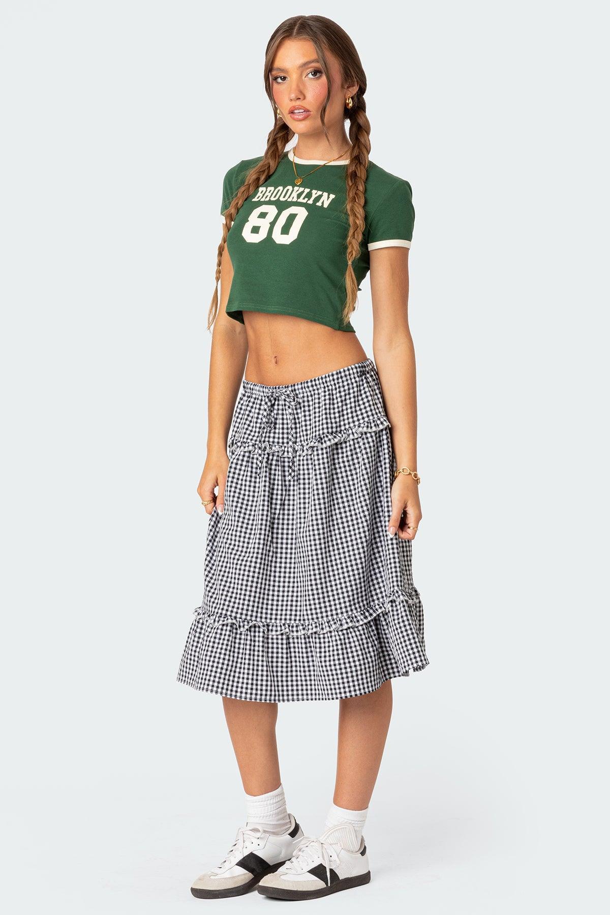 Plaid Tiered Midi Skirt Product Image