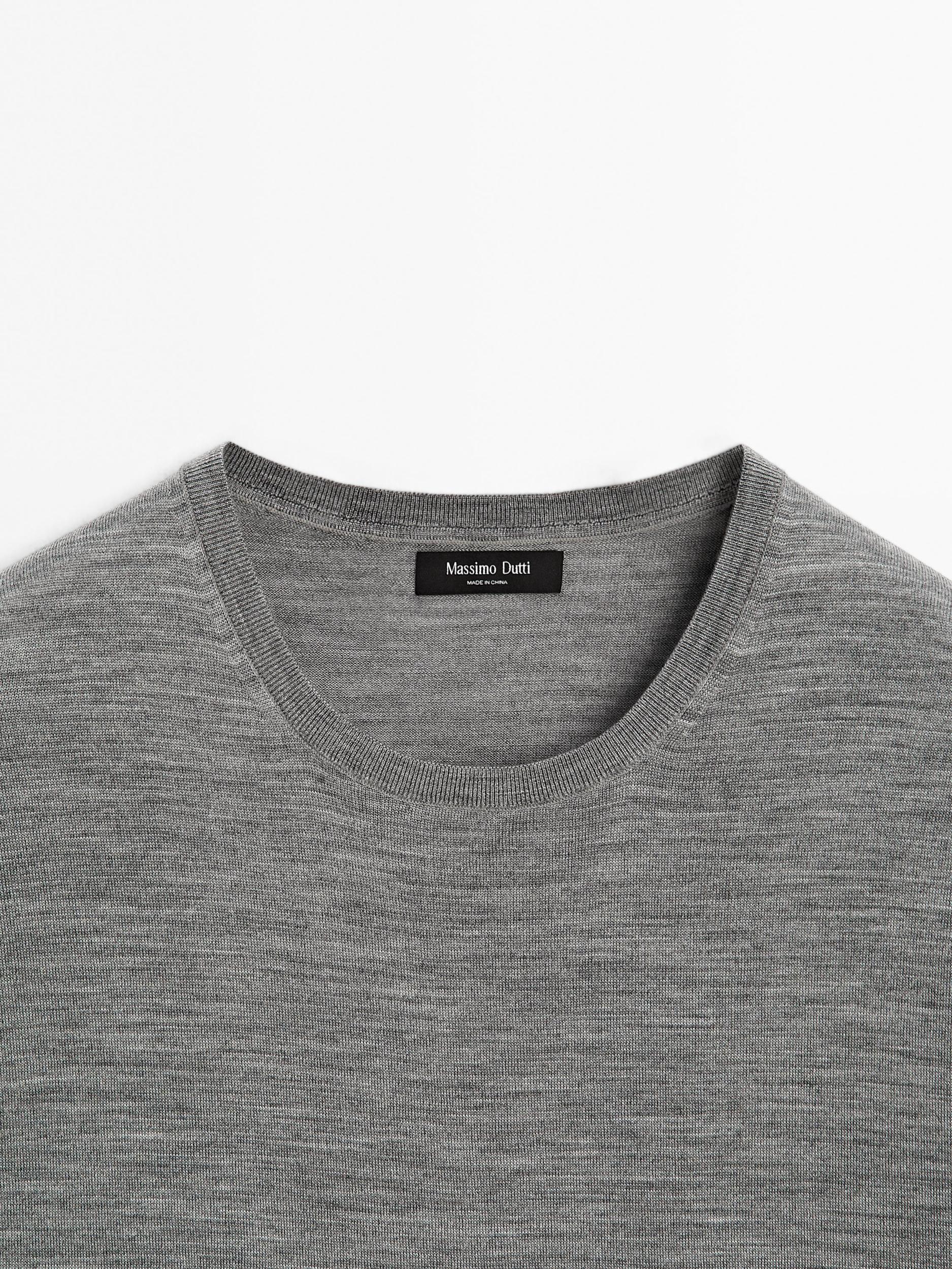Short sleeve knit wool blend T-shirt Product Image