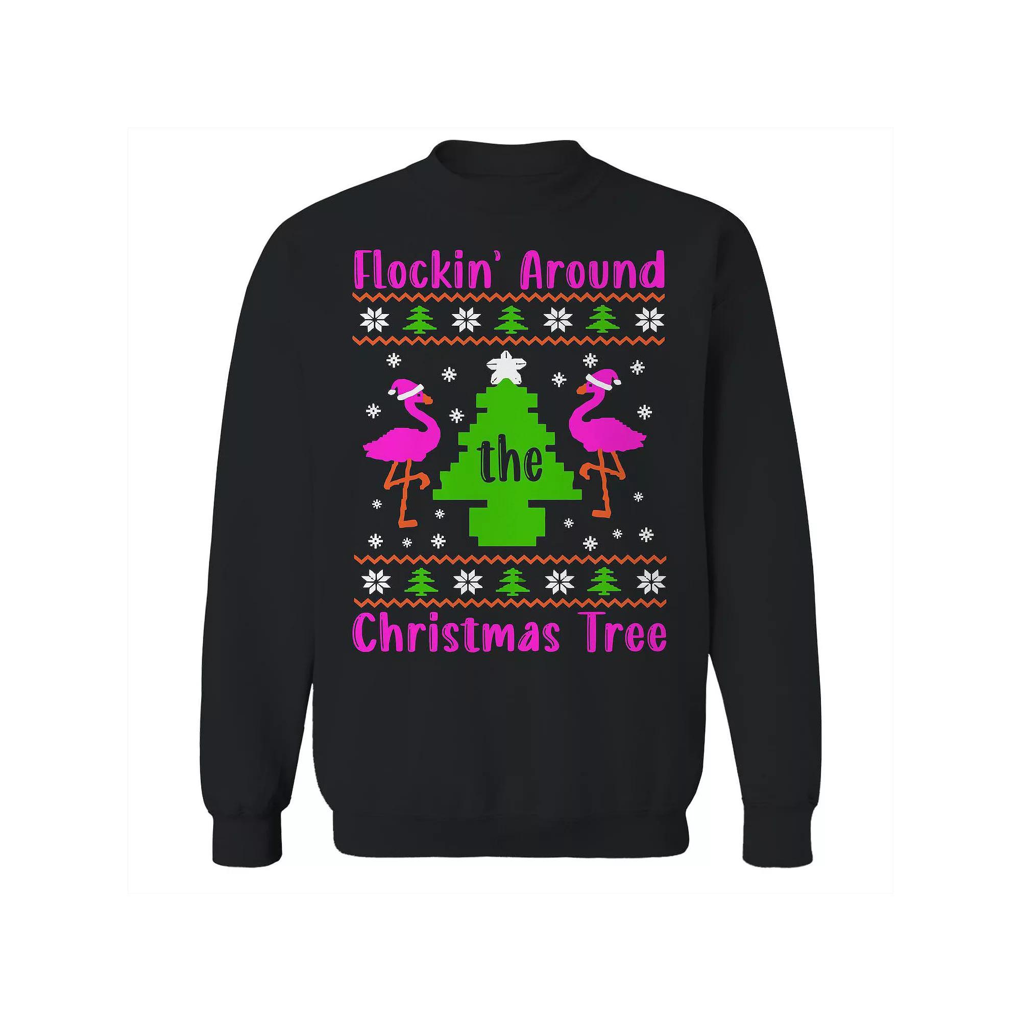Mens Flamingo Christmas Sweater Graphic Sweatshirt Product Image