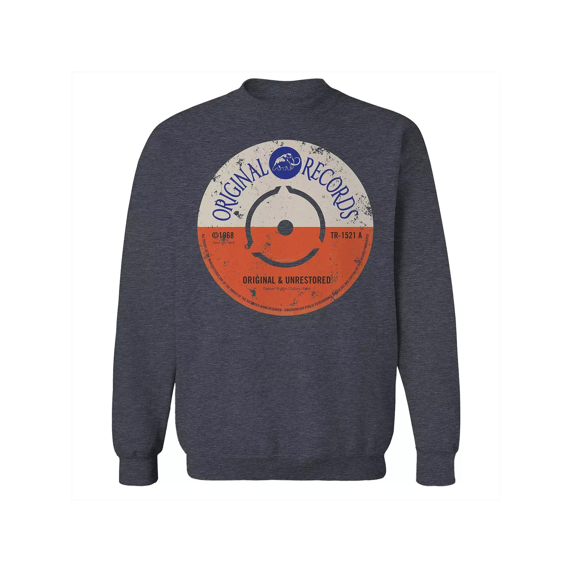 Men's Original & Unrestored Records Fleece Graphic Sweatshirt, Size: XXL, Dark Grey Product Image