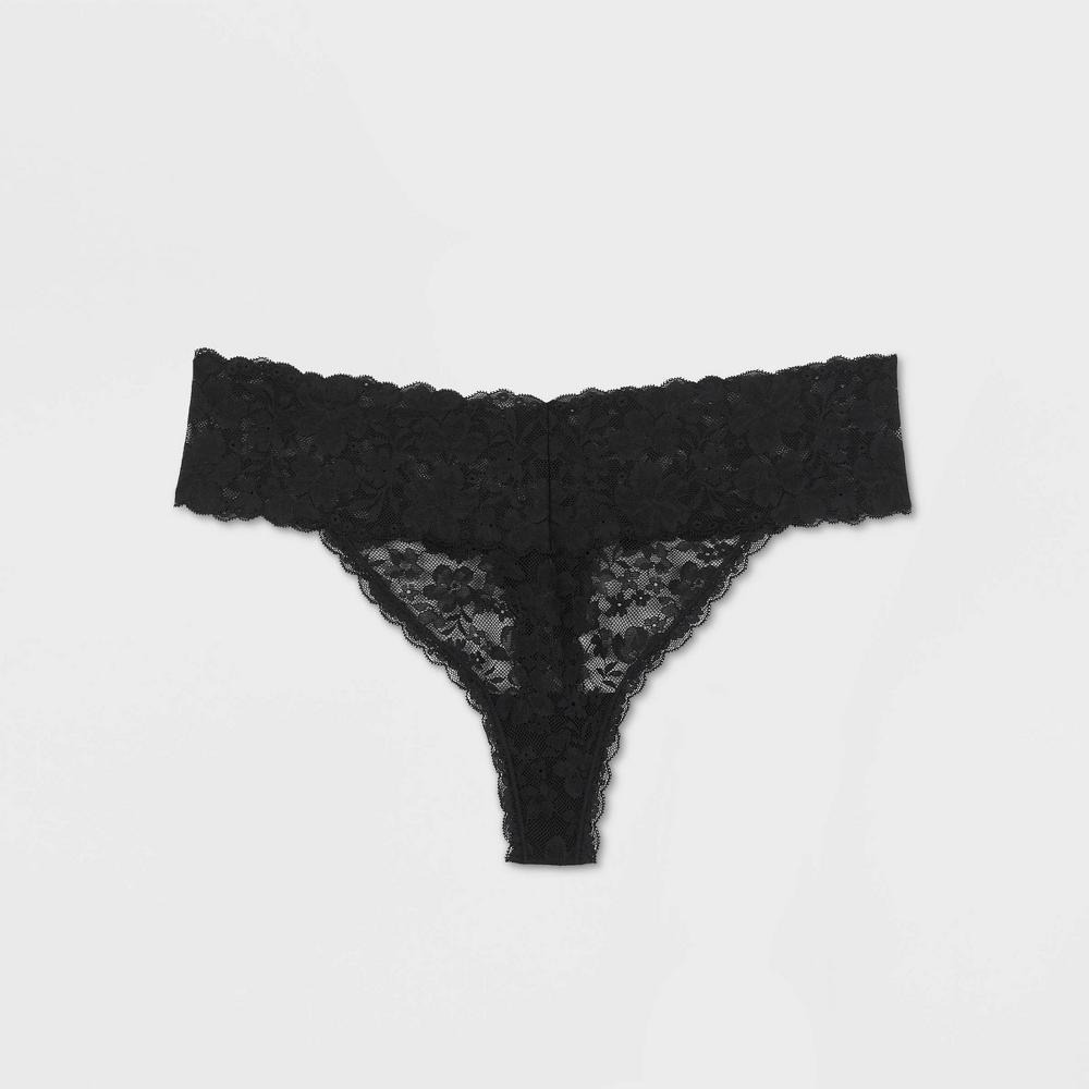 Women's Allover Lace Thong Underwear - Auden™ Black 3X: High Rise, Cotton Gusset, Lightweight Fabric Product Image