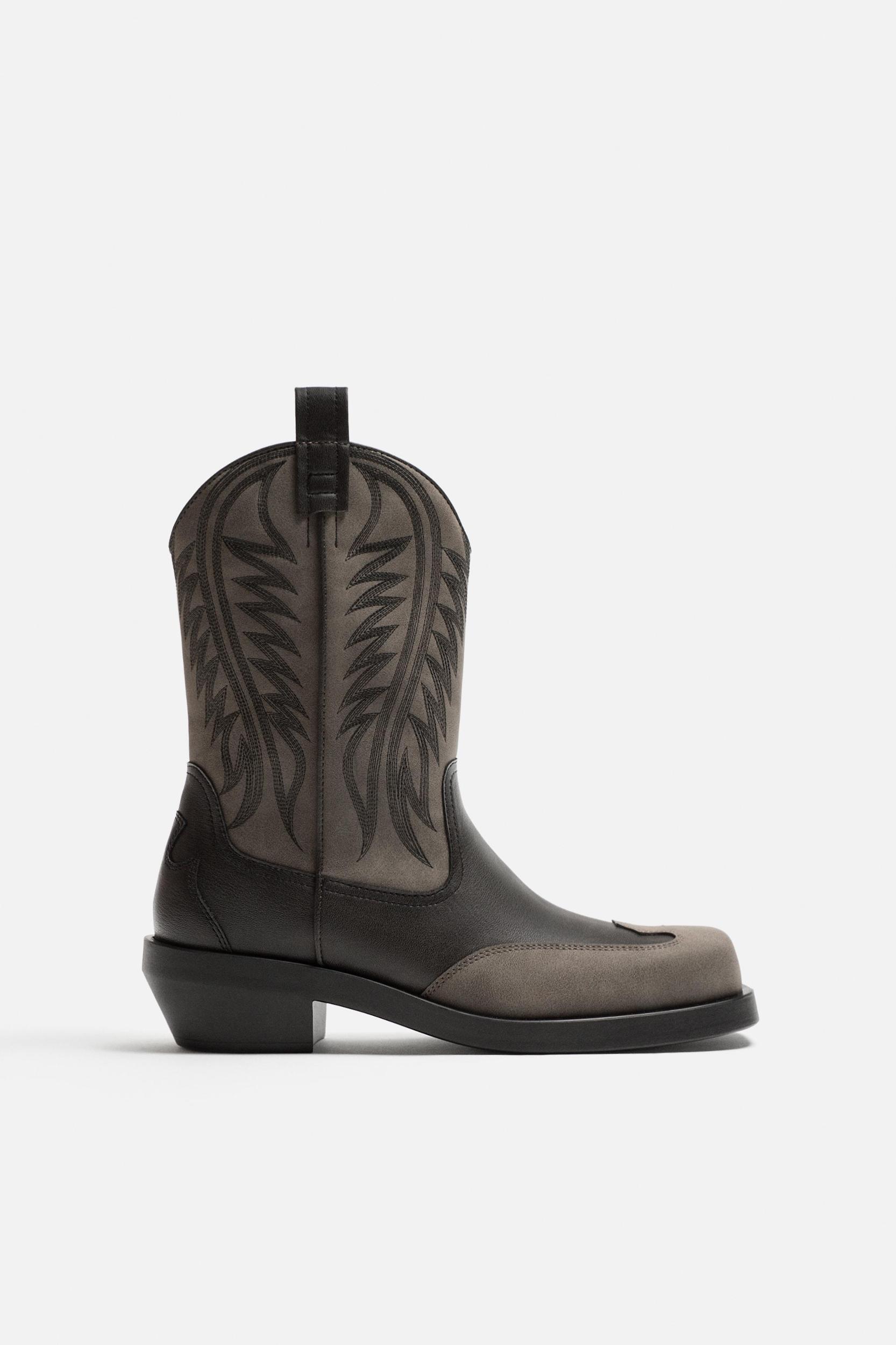 TOPSTITCHED COWBOY BOOTS Product Image