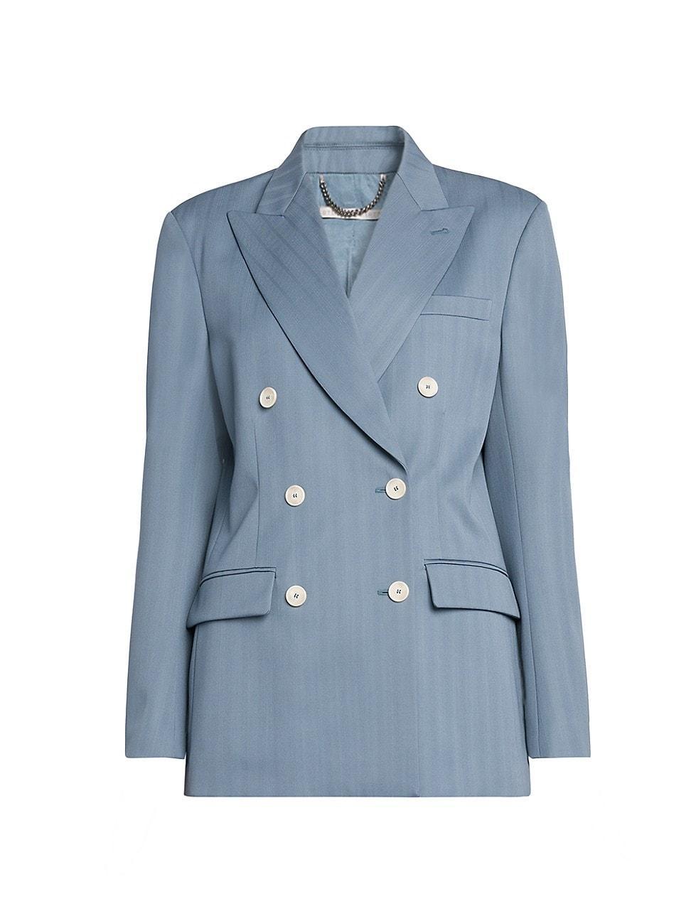 Womens Striped Double-Breasted Jacket Product Image