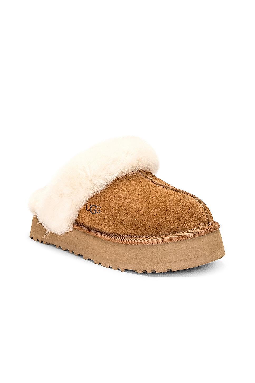 UGG Disquette Suede Fur Platform Slippers Product Image