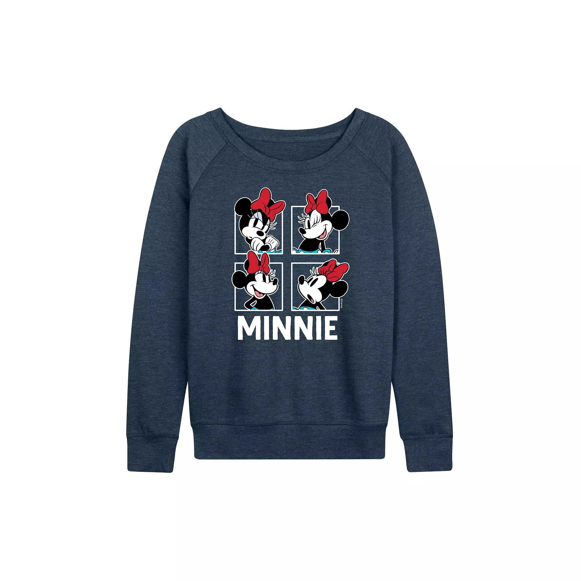 Disneys Minnie Mouse Plus Size Grid French Terry Long Sleeve Tee, Womens Product Image