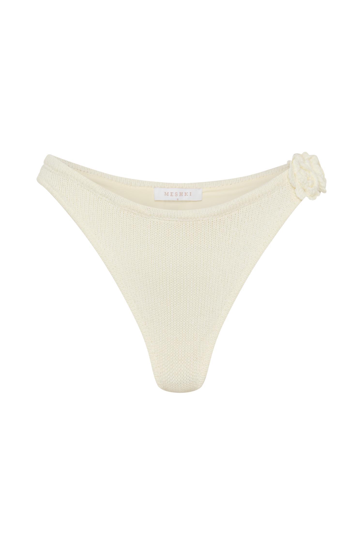 Aesha Floral Crochet Bikini Bottom - Ivory Product Image