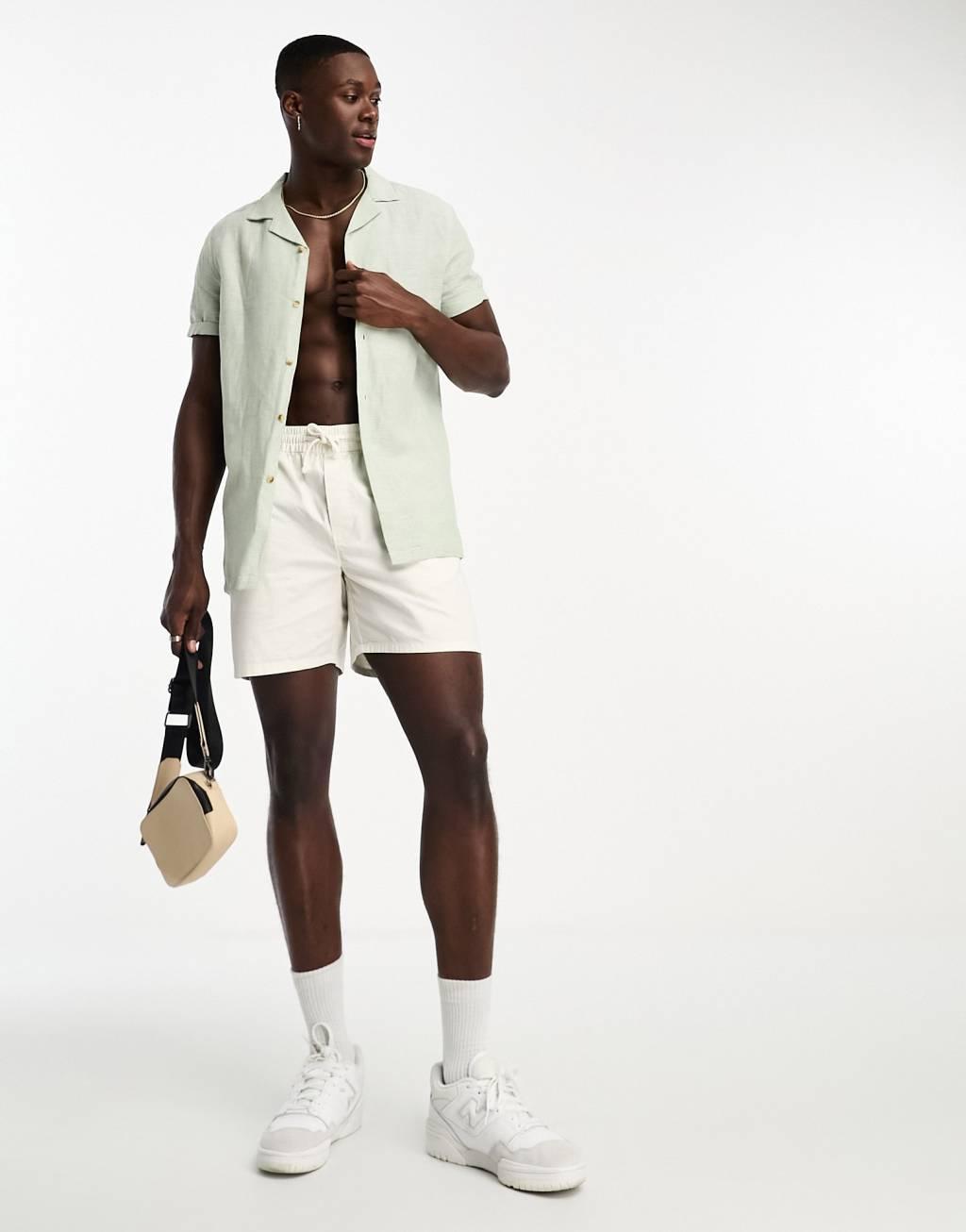 ASOS DESIGN regular revere linen mix shirt Product Image