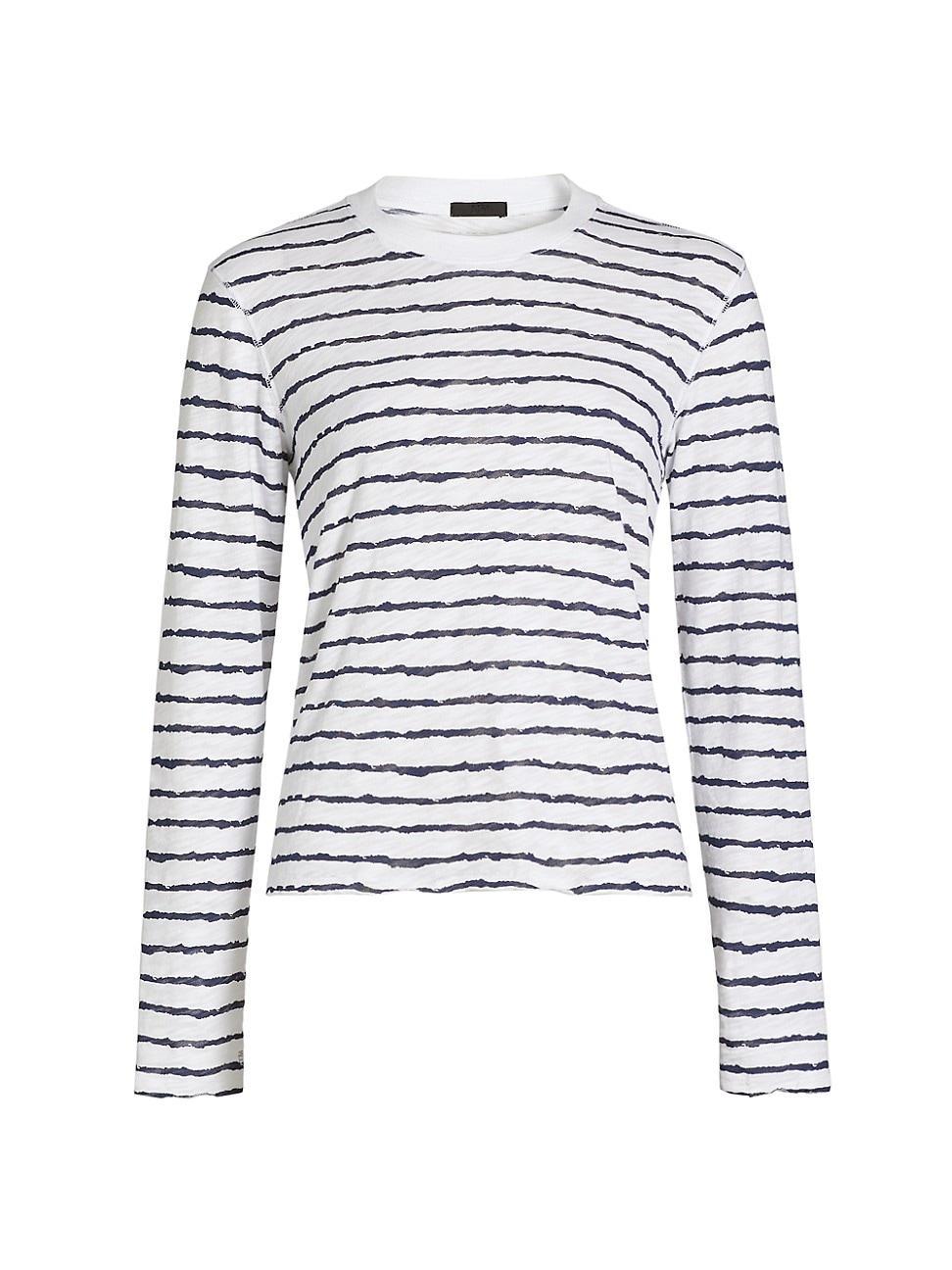 Womens Striped Cotton Jersey Long-Sleeve Shirt Product Image