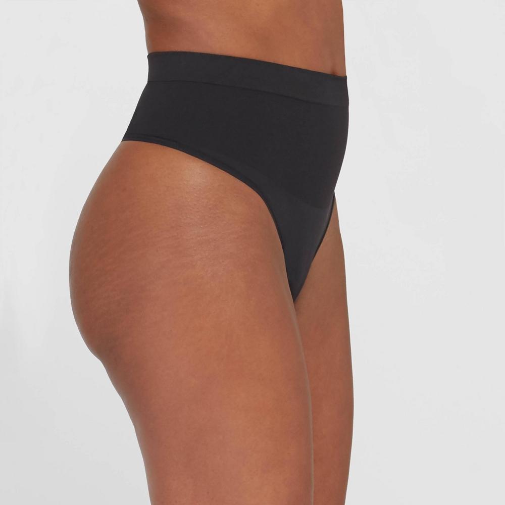 ASSETS by SPANX Womens All Around Smoothers Thong - Black 1X: Medium Control Top, Tummy Slimming, Light Compression Product Image