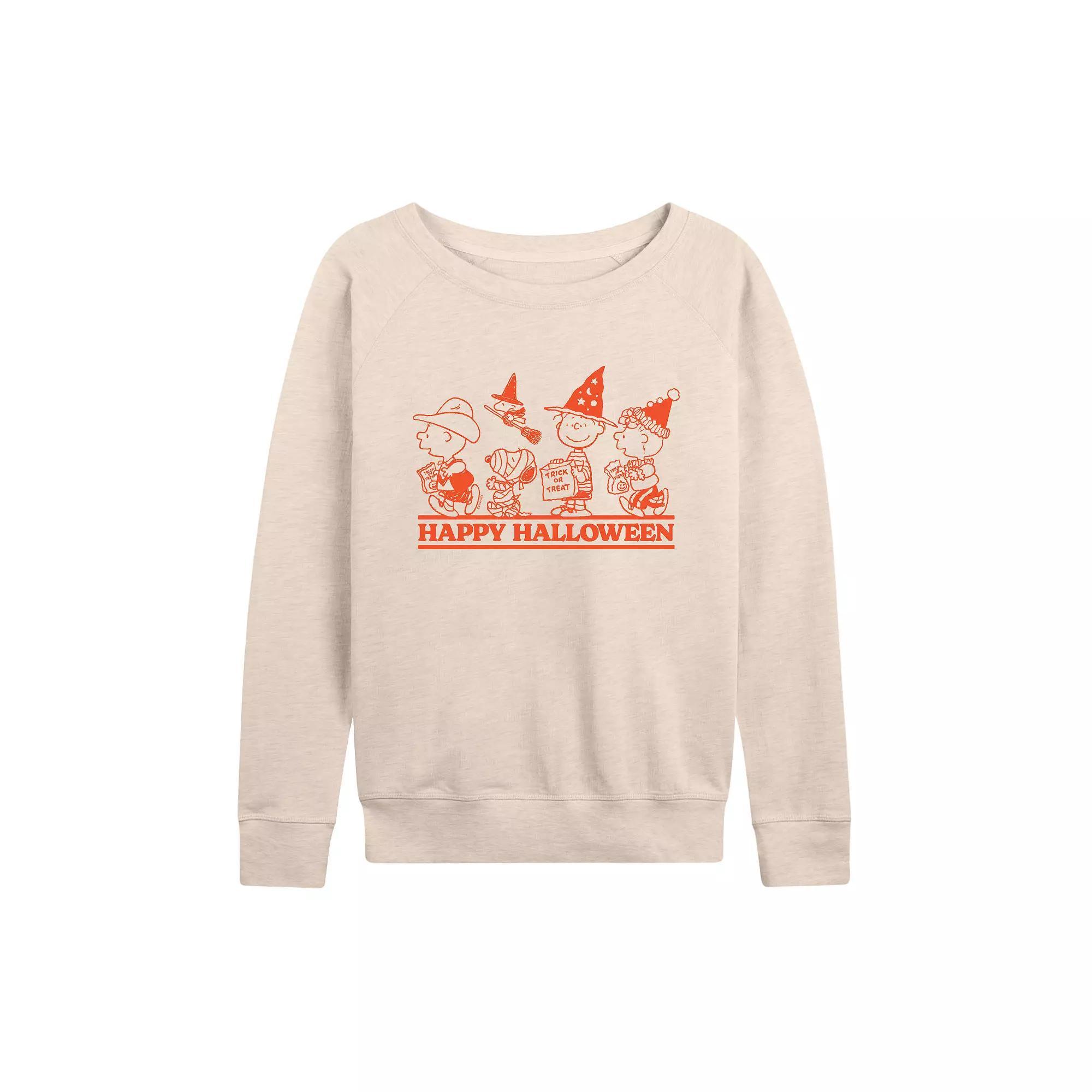 Womens Peanuts Happy Halloween French Terry Long Sleeve Tee Product Image