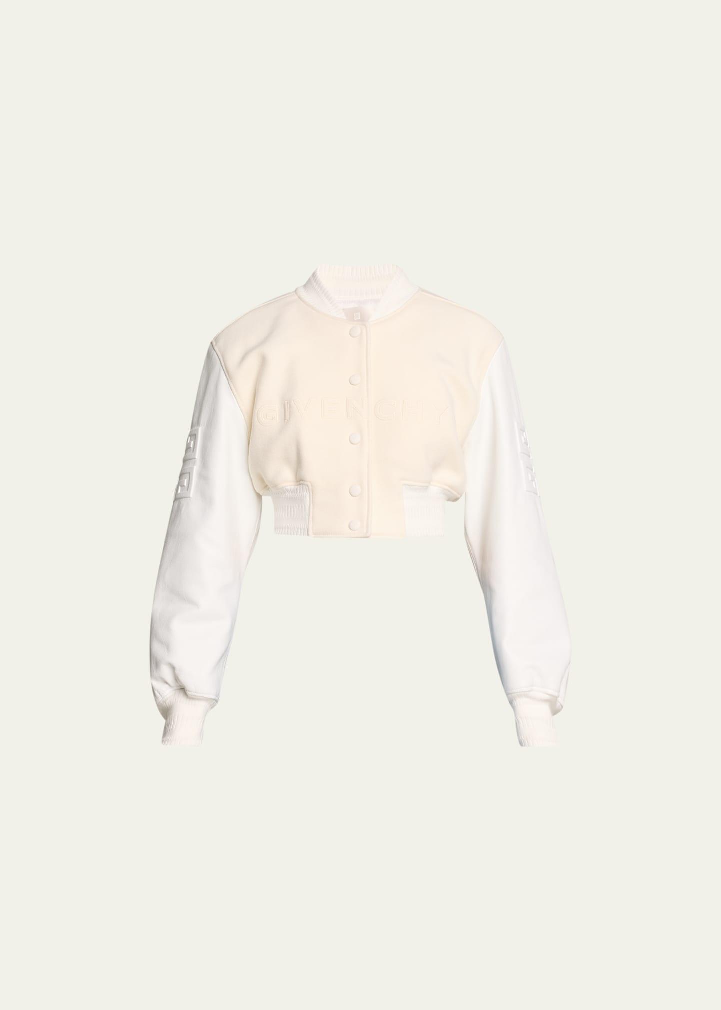 Cropped Varsity Jacket with Logo Detail Product Image