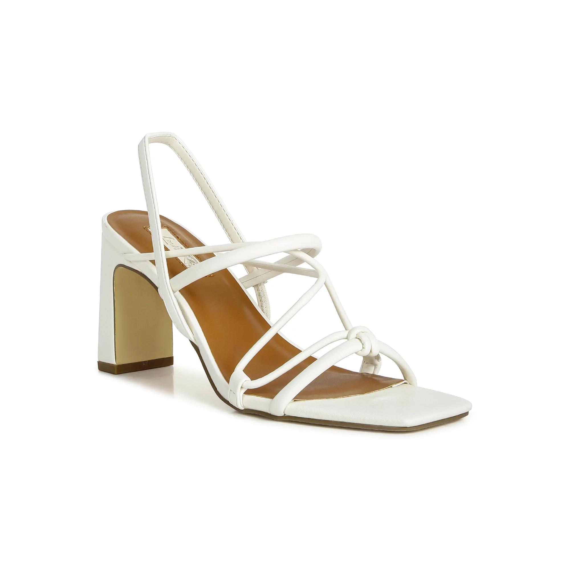 London Rag Two Strings Women's Block Heeled Sandals, Size: 10, Brown Product Image
