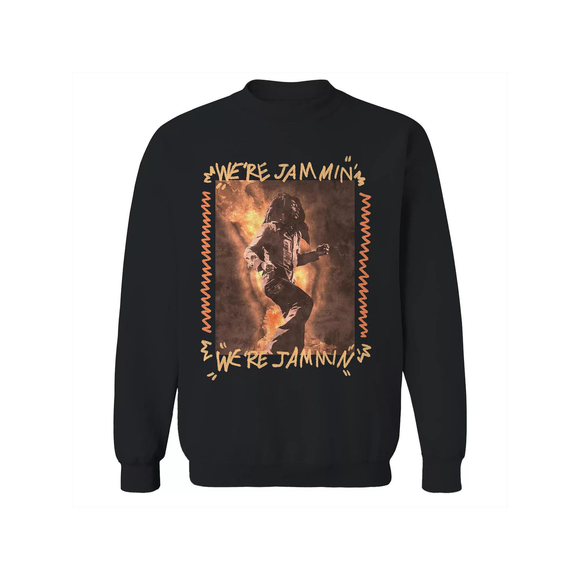 Junior's Bob Marley Were Jammin Photo Graphic Fleece Sweatshirt, Women's, Size: Small, Black Product Image