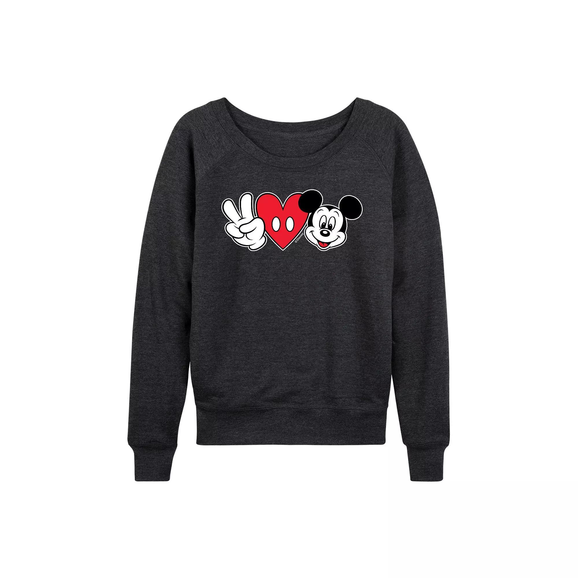Disney's Mickey Mouse Women's Christmas French Terry Long Sleeve Tee, Size: Medium, Heather Grey Product Image