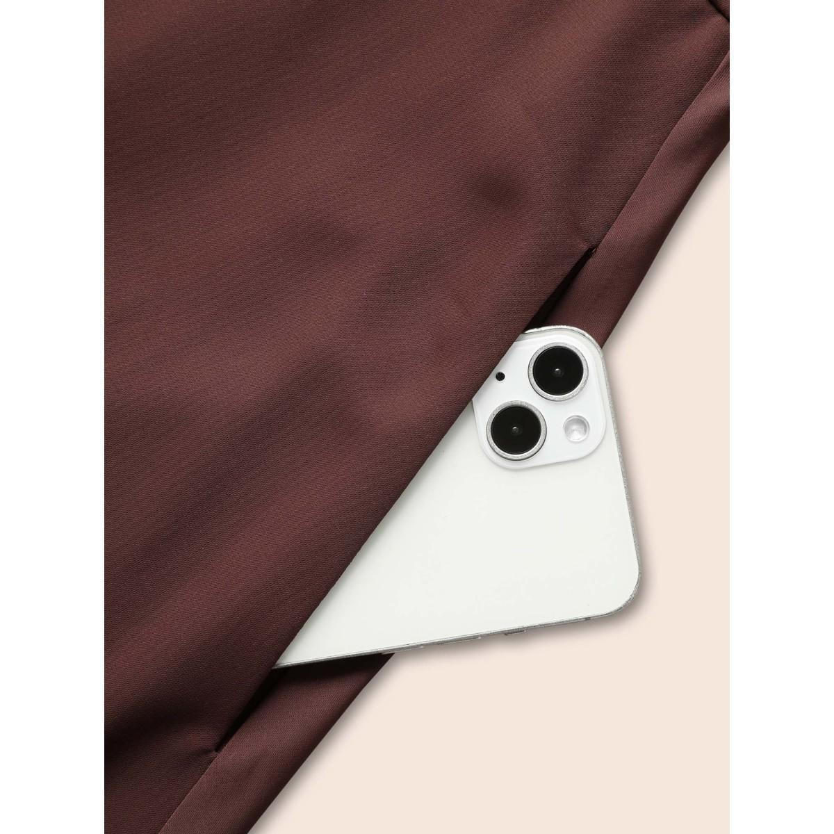 Plus Size Shirt Collar Batwing Sleeve Drawstring Dress Browncoffeecolor Women At the Office Drawstring Shirt collar Short sleeve Curvy BloomChic 14-16/1X Product Image