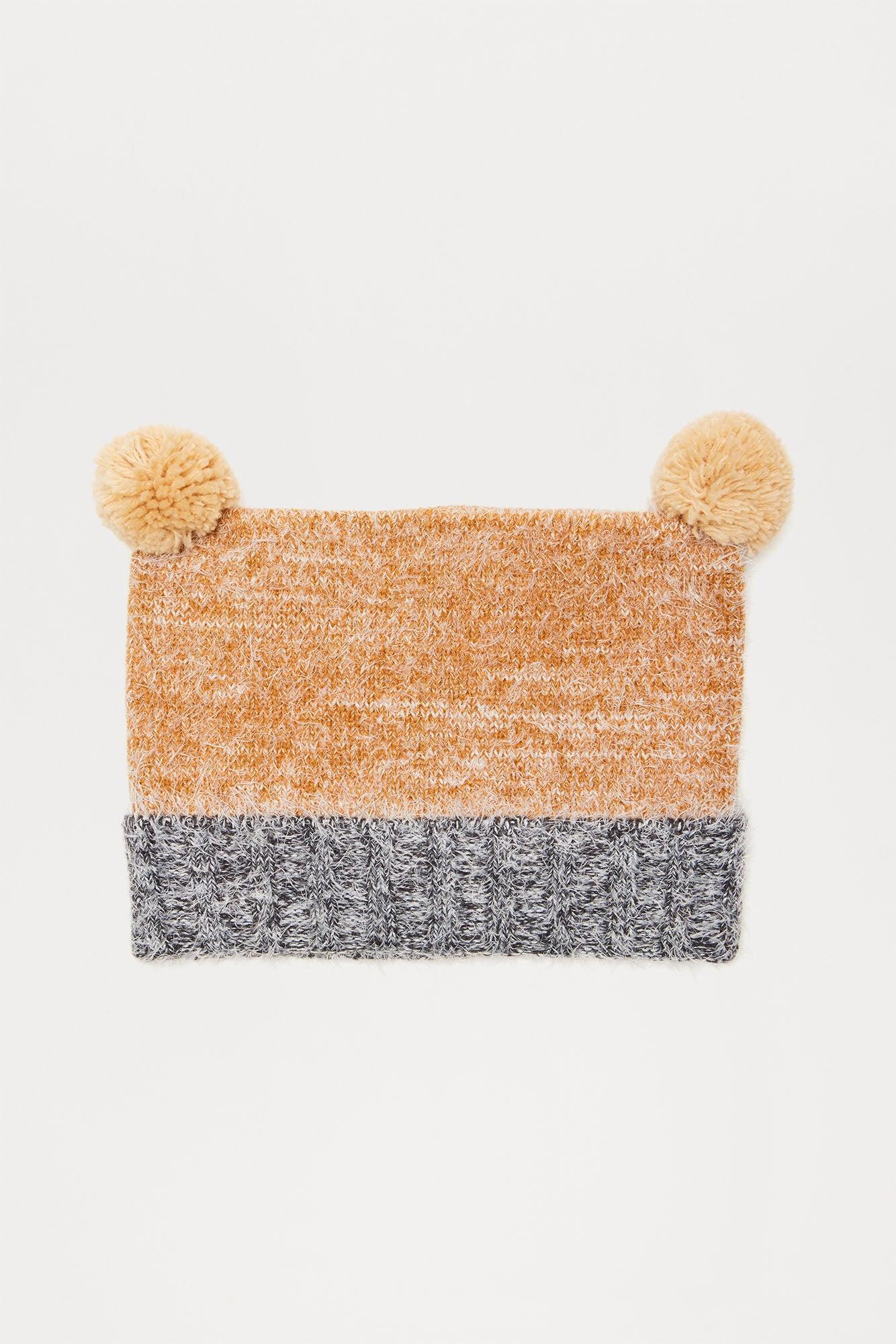 Brushed Pom Beanie - Camel/combo Product Image