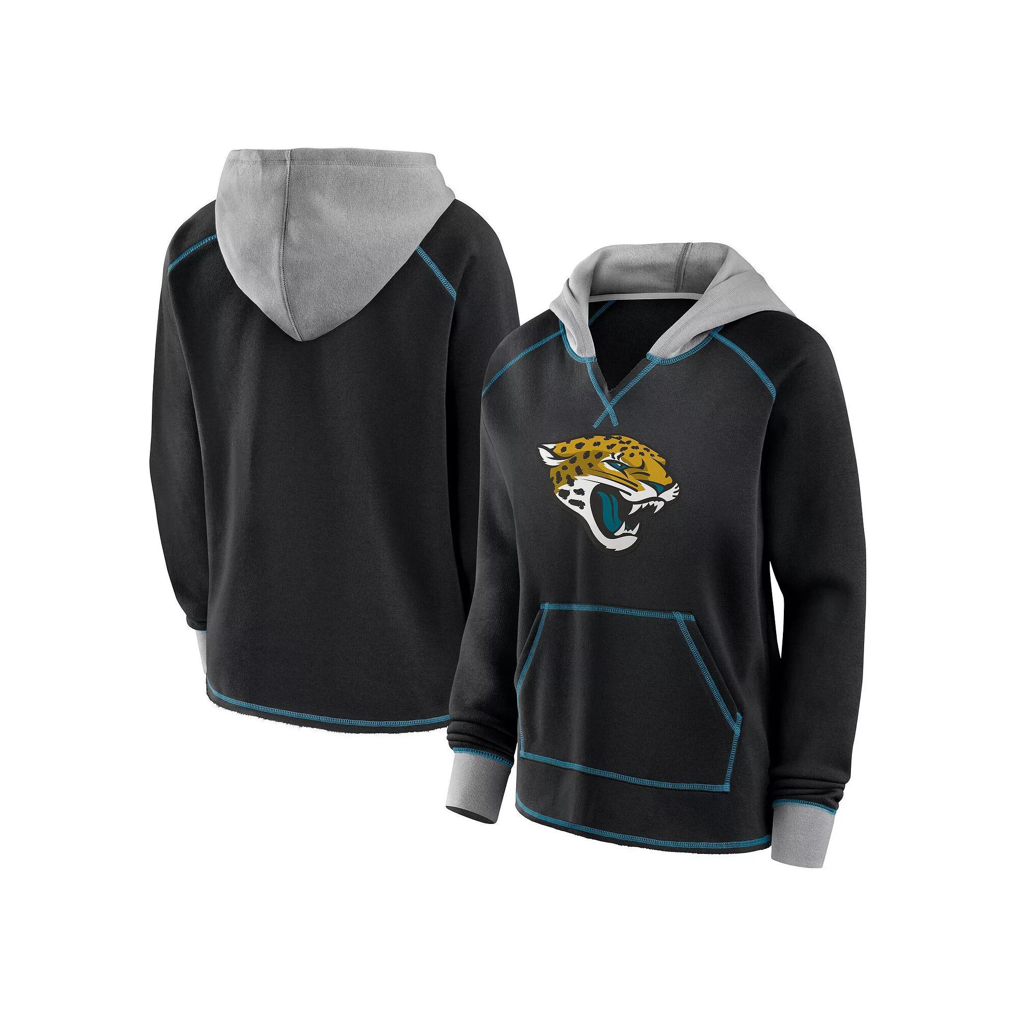 Women's Black Jacksonville Jaguars Boom Fleece Pullover V-Neck Hoodie, Size: Small Product Image