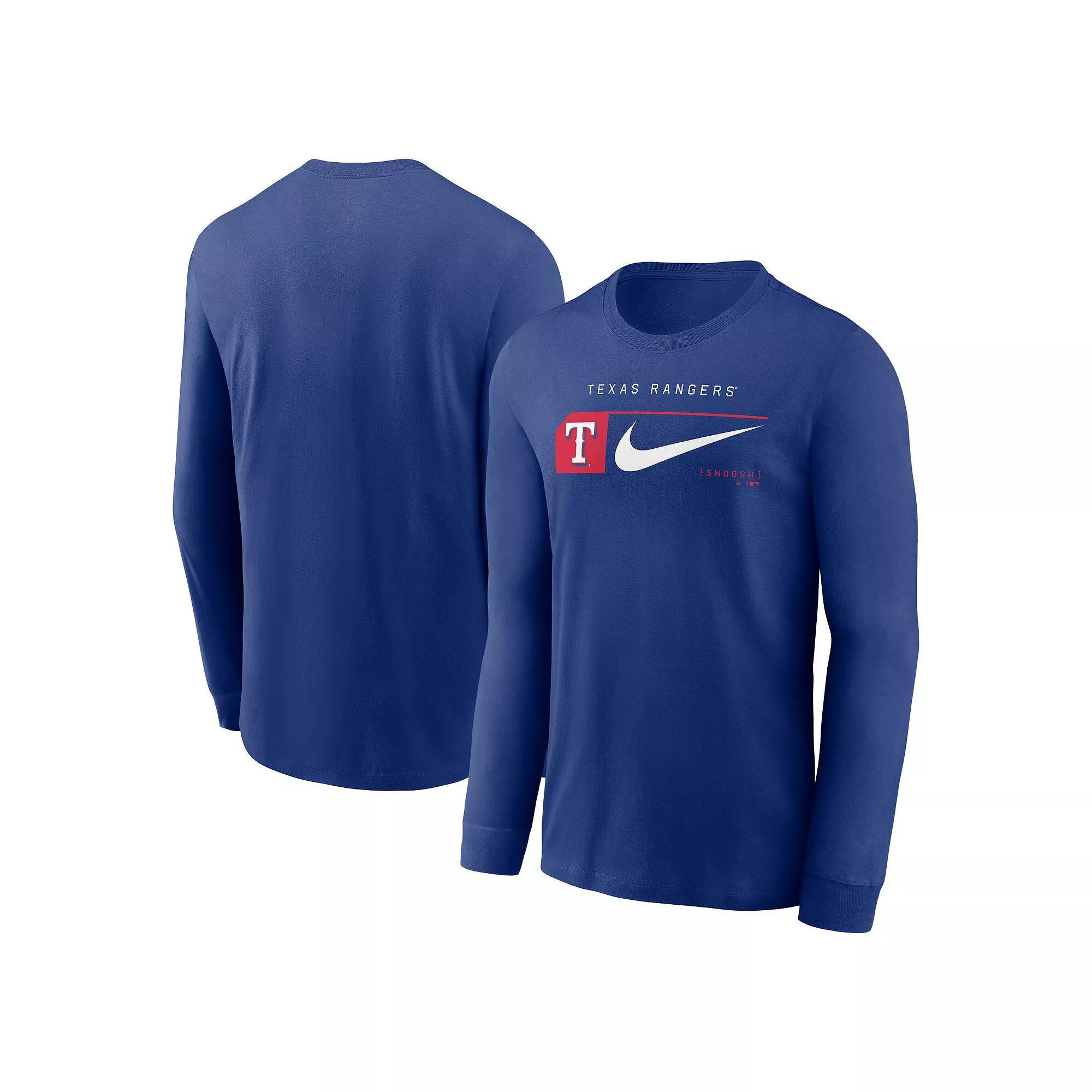 Men's Nike Royal Texas Rangers Local Logo Swoosh Lockup Long Sleeve T-Shirt, Size: Medium, Blue Product Image
