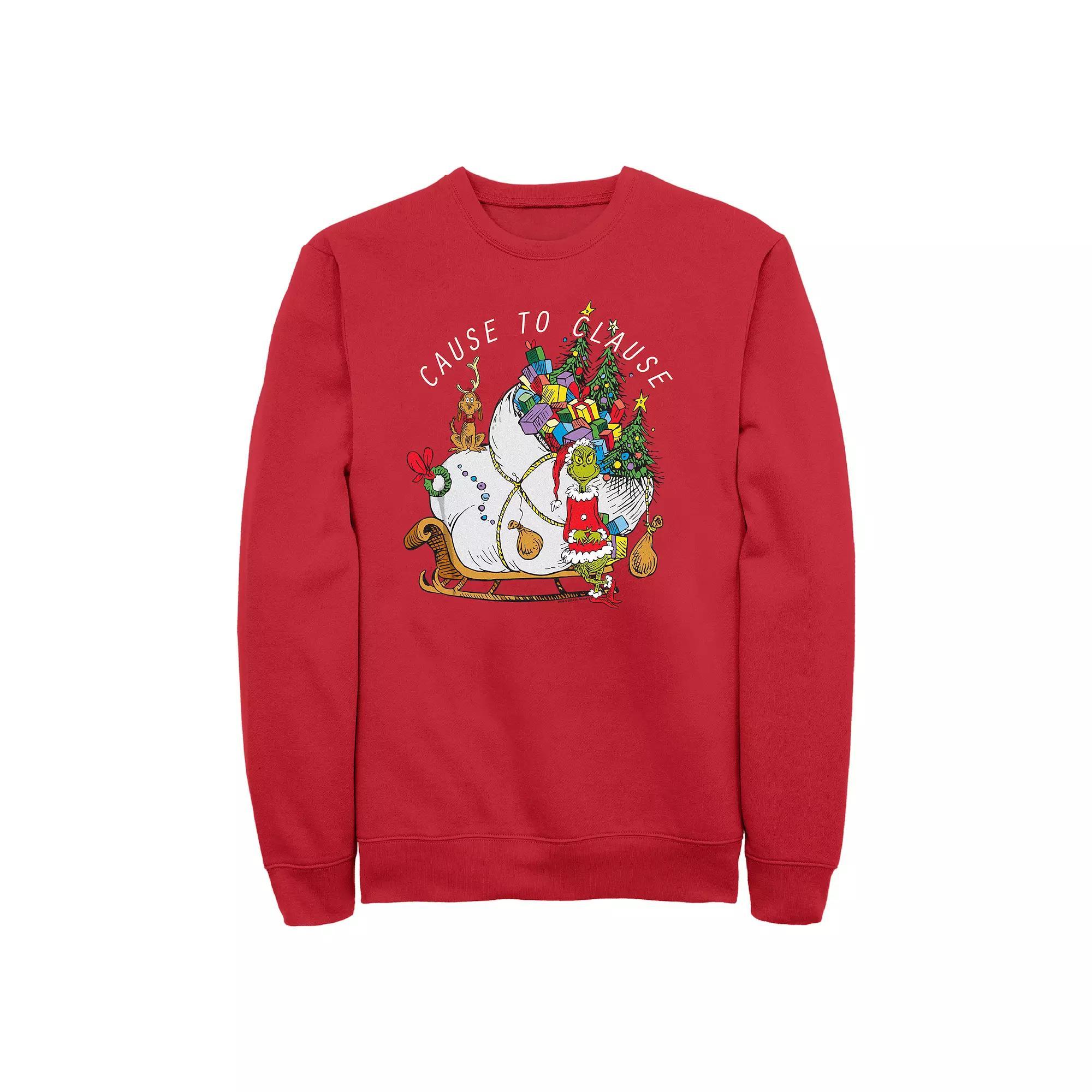 Mens Dr. Seuss Grinch Cause To Clause Fleece Sweatshirt Product Image