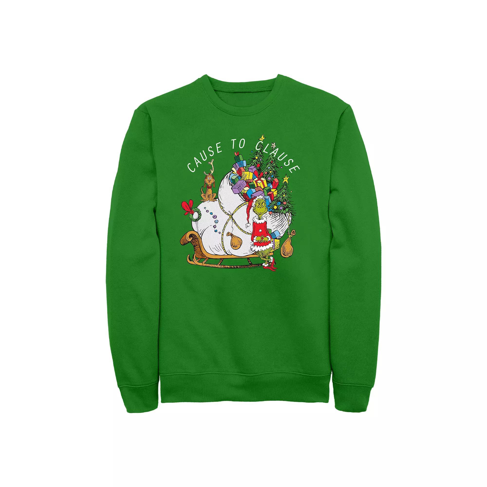 Mens Dr. Seuss Grinch Cause To Clause Fleece Sweatshirt Product Image