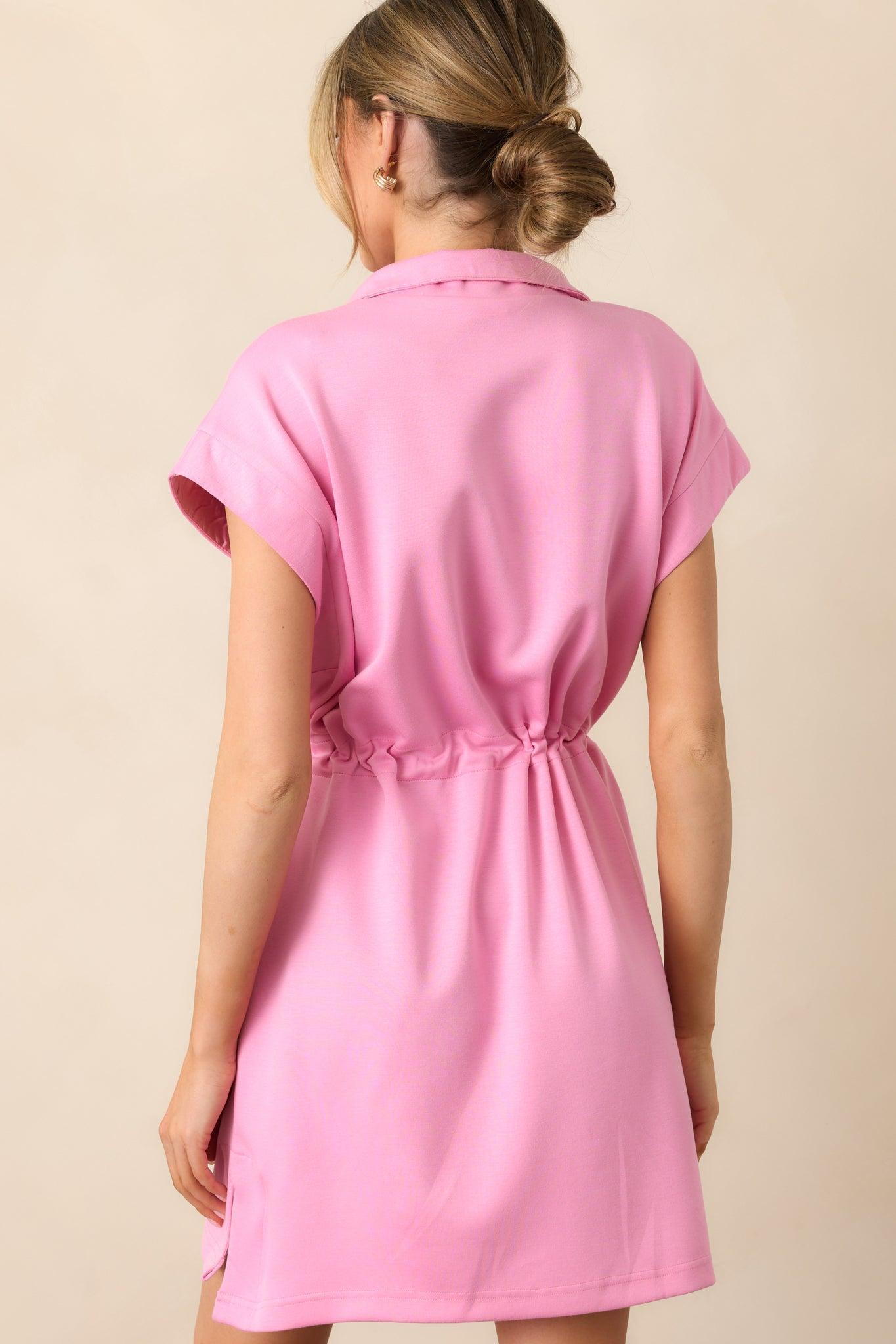 Serving Aces Pink Drawstring Waist Mini Dress Product Image